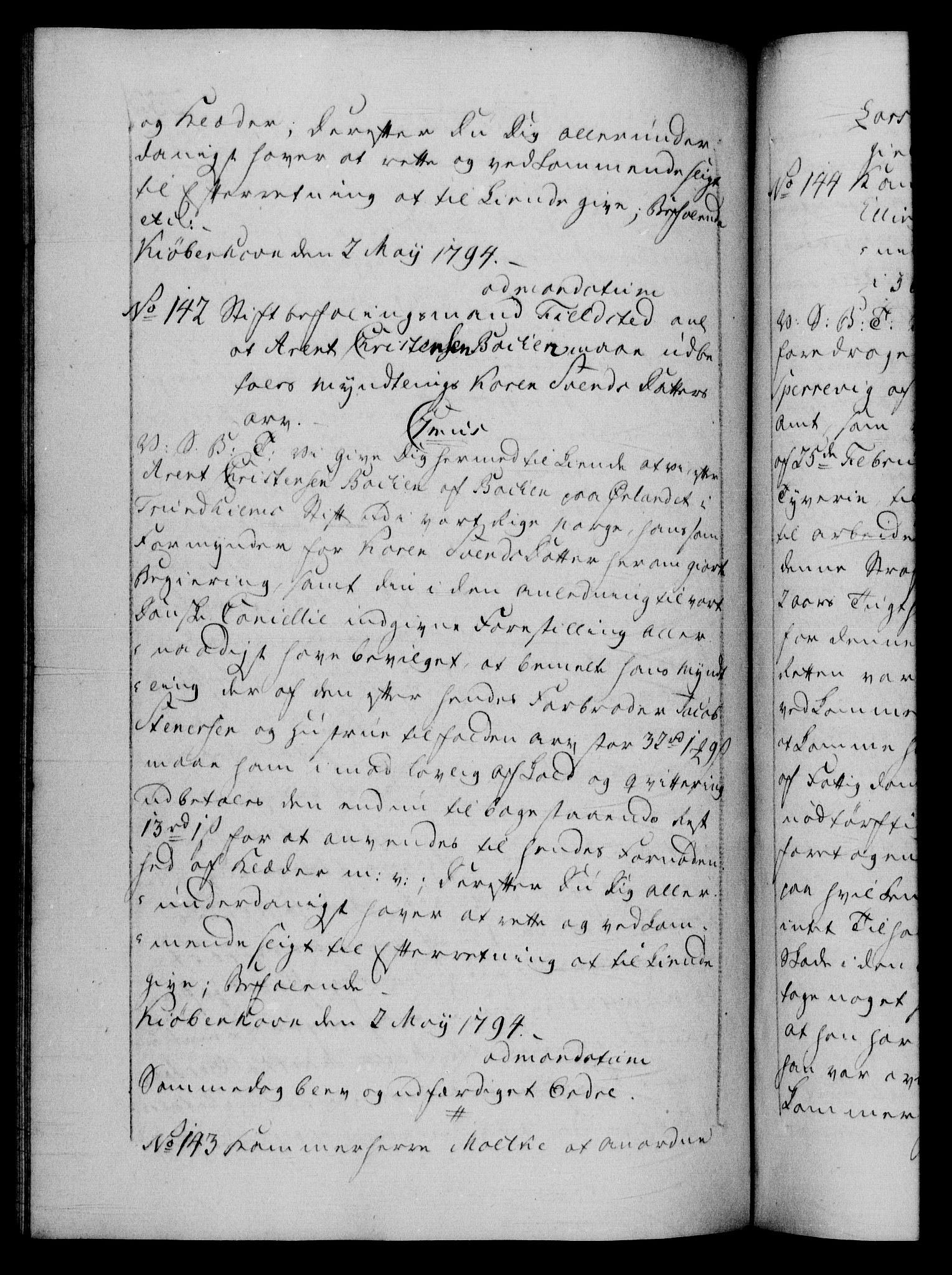 Danske Kanselli 1572-1799, AV/RA-EA-3023/F/Fc/Fca/Fcab/L0045: Norske tegnelser, 1792-1796, s. 353b