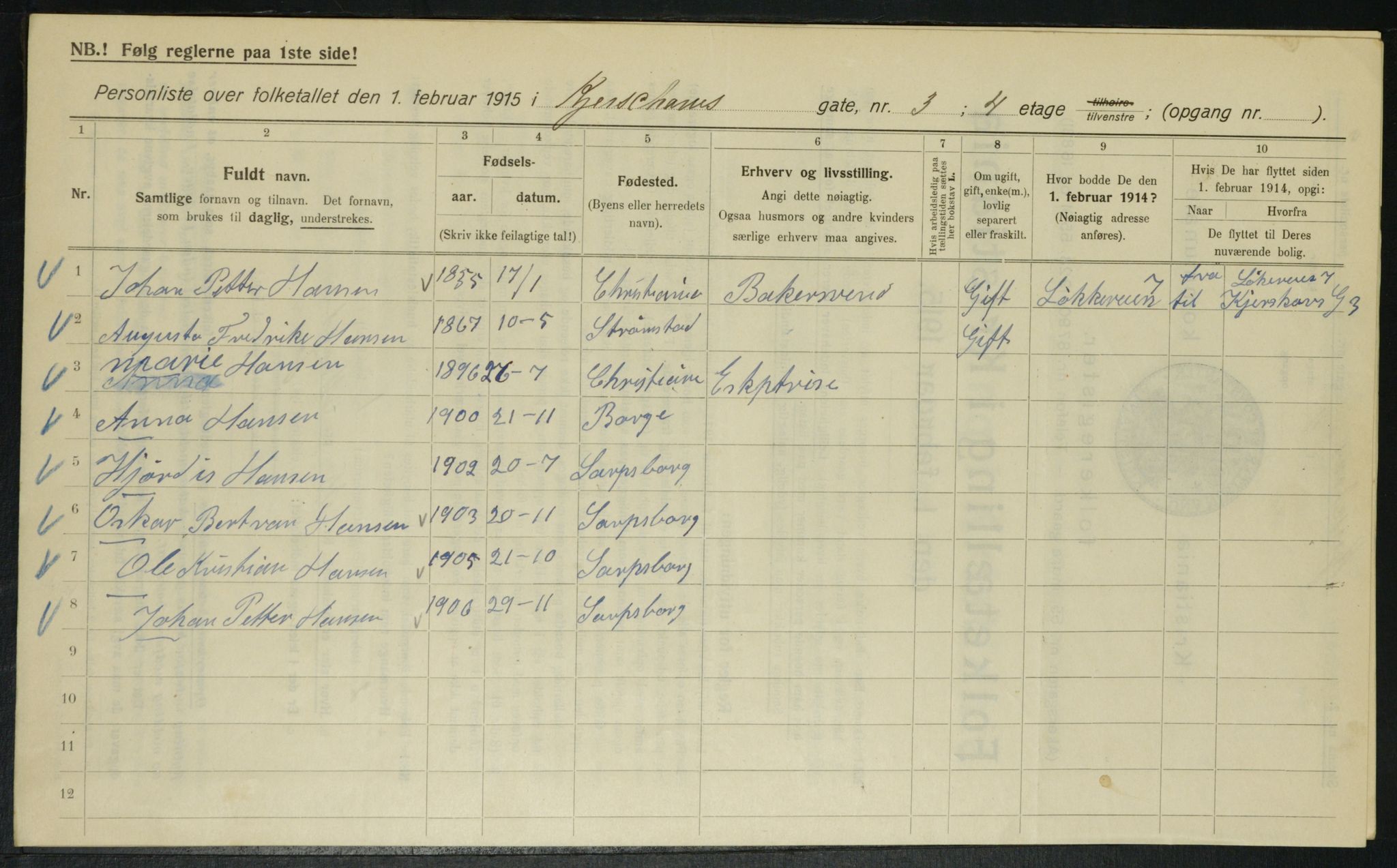 OBA, Kommunal folketelling 1.2.1915 for Kristiania, 1915, s. 48946