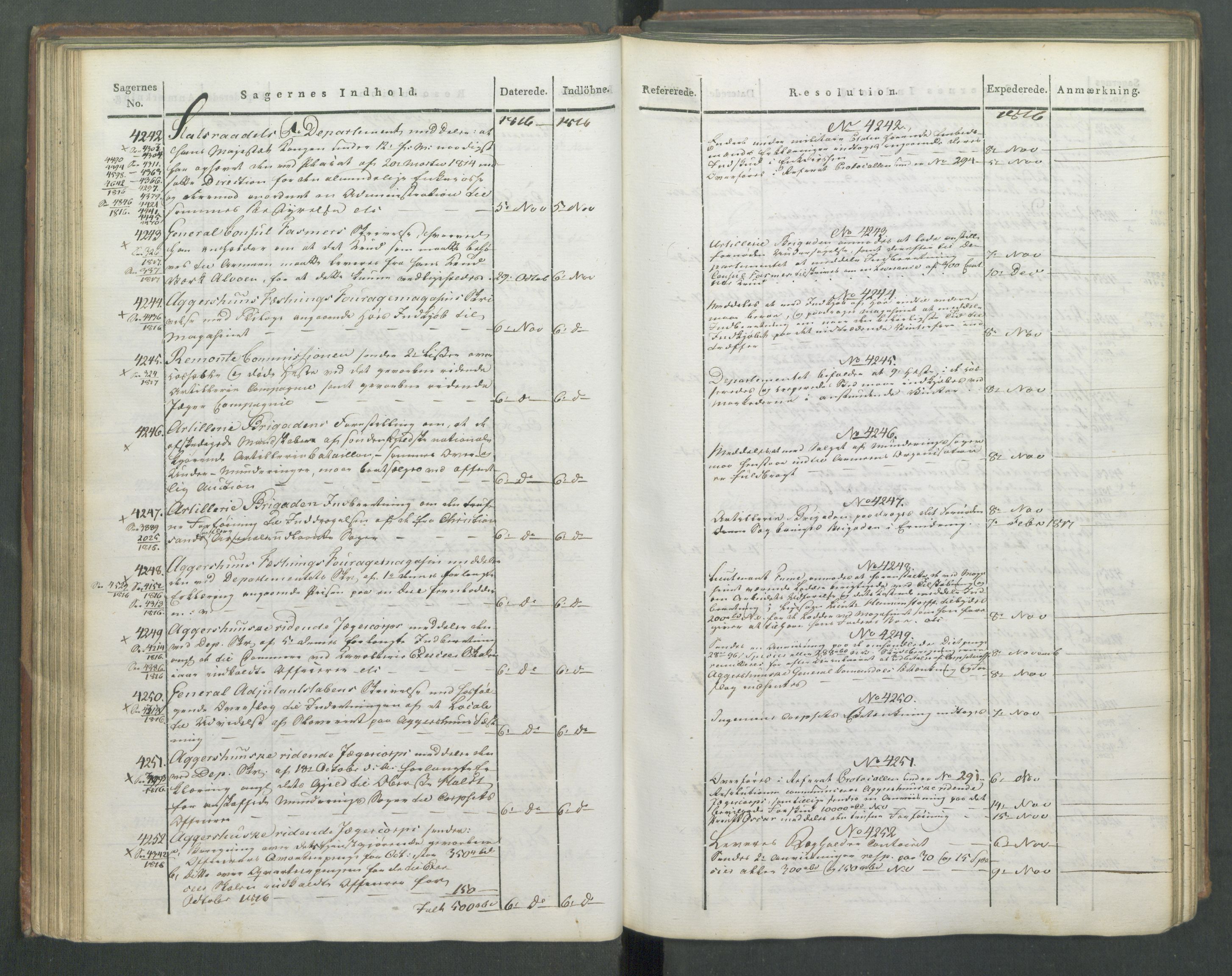 Armédepartementet, RA/RAFA-3493/C/Ca/L0009: 6. Departements Journal, 1816-1817