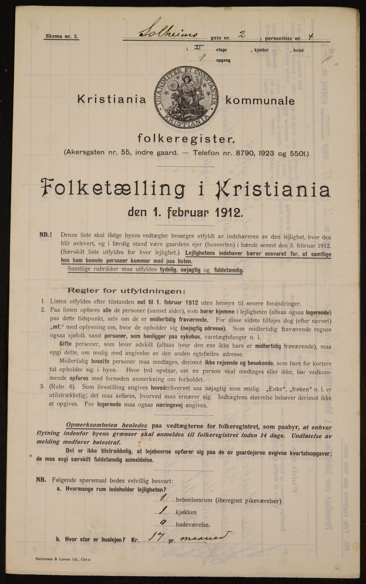 OBA, Kommunal folketelling 1.2.1912 for Kristiania, 1912, s. 99844