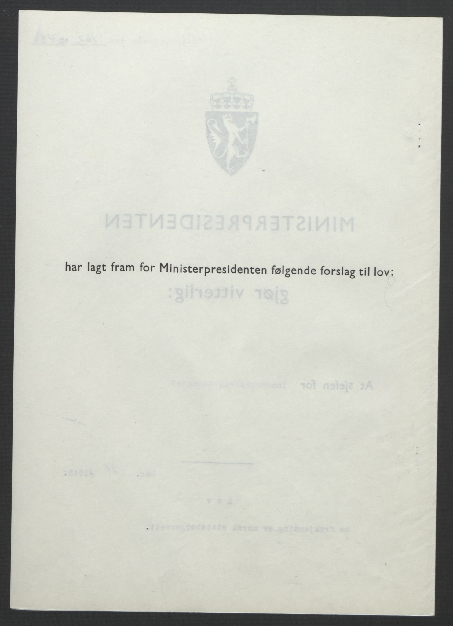 NS-administrasjonen 1940-1945 (Statsrådsekretariatet, de kommisariske statsråder mm), RA/S-4279/D/Db/L0099: Lover, 1943, s. 366