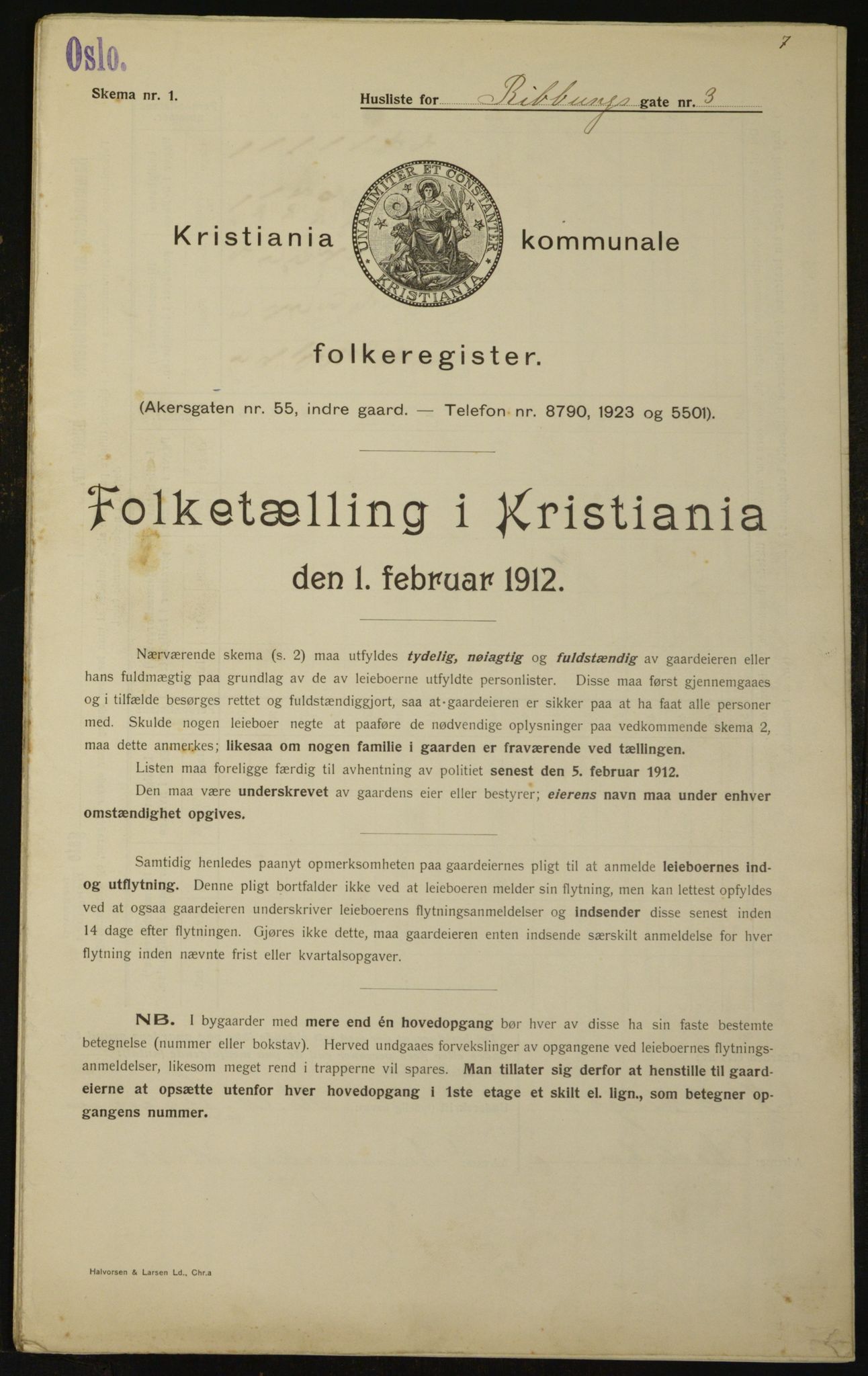 OBA, Kommunal folketelling 1.2.1912 for Kristiania, 1912, s. 83143