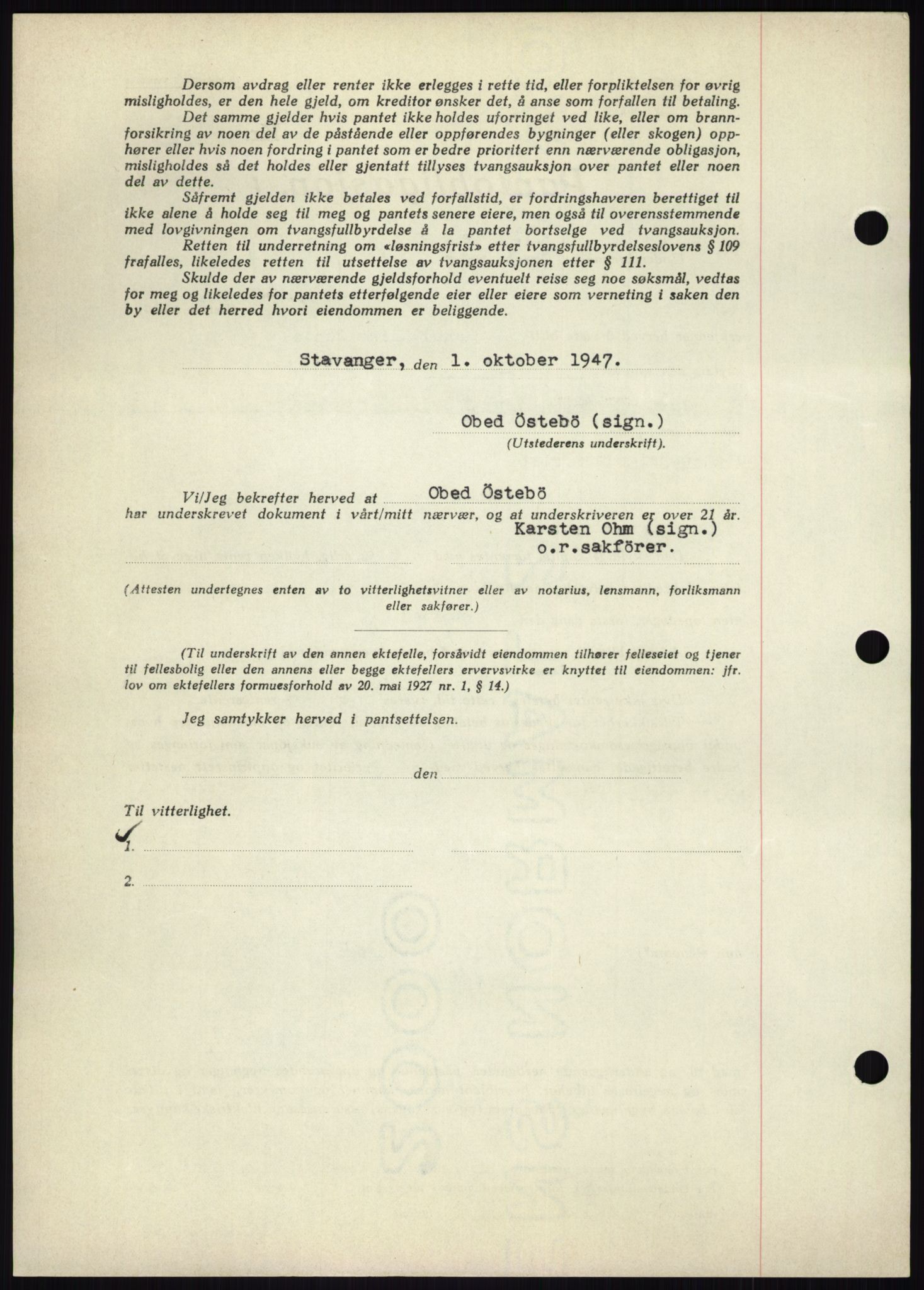 Stavanger byrett, SAST/A-100455/002/G/Gb/L0032: Pantebok, 1947-1950, Dagboknr: 2427/1947