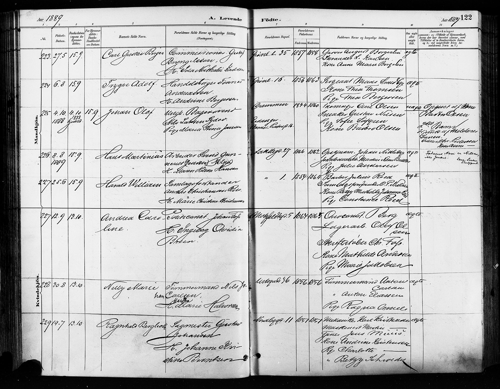 Grønland prestekontor Kirkebøker, SAO/A-10848/F/Fa/L0009: Ministerialbok nr. 9, 1888-1893, s. 122