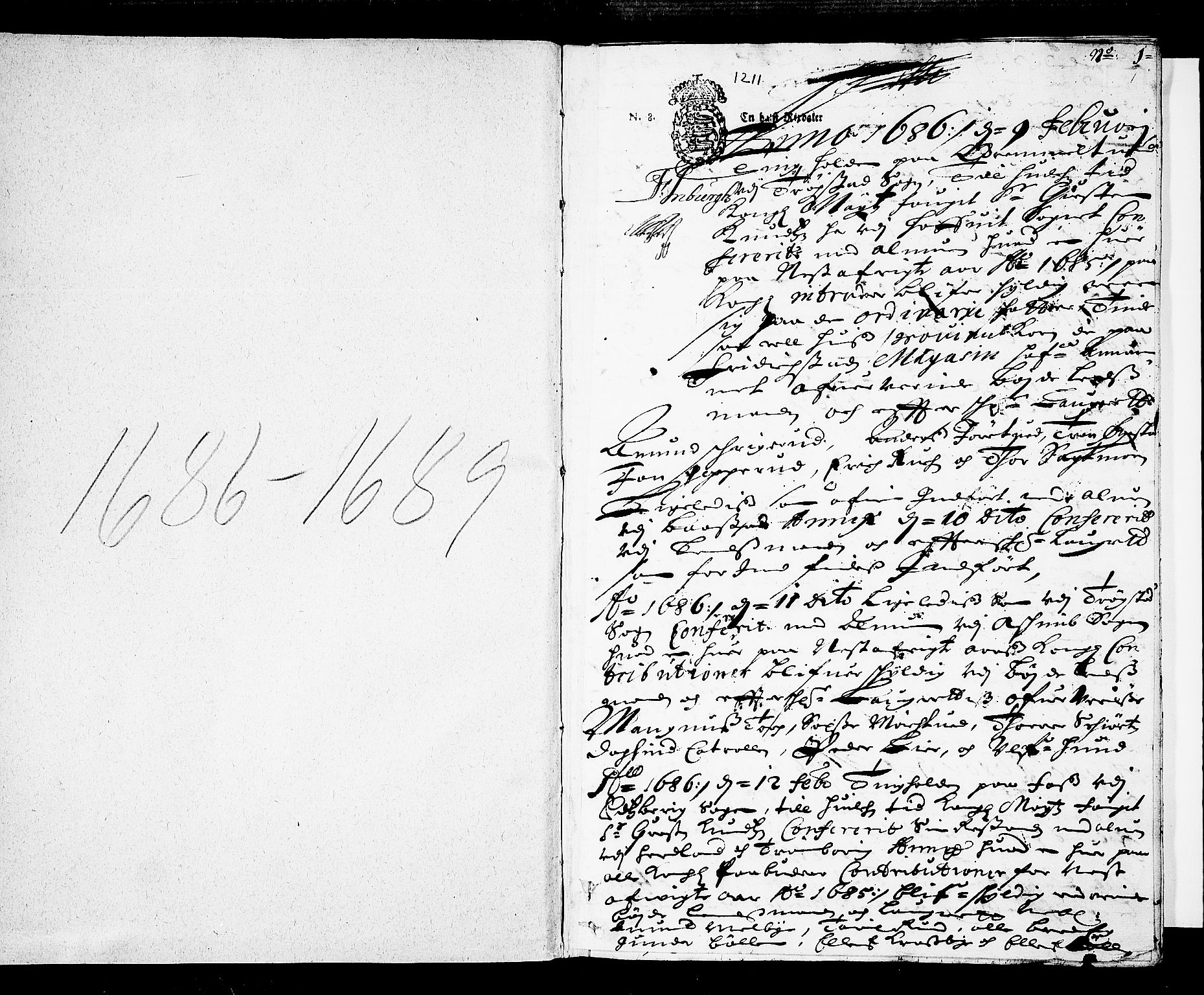 Heggen og Frøland sorenskriveri I, SAO/A-11556/F/Fb/L0024: Tingbok, 1686-1690, s. 0b-1a