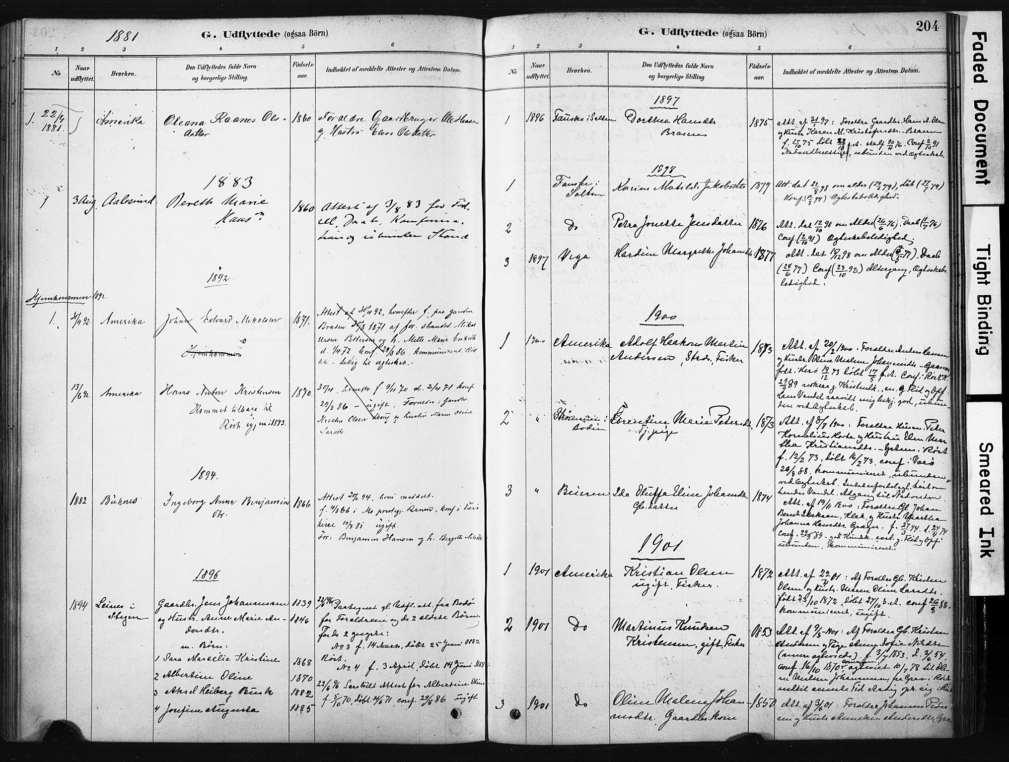 Ministerialprotokoller, klokkerbøker og fødselsregistre - Nordland, AV/SAT-A-1459/808/L0128: Ministerialbok nr. 808A01, 1880-1902, s. 204