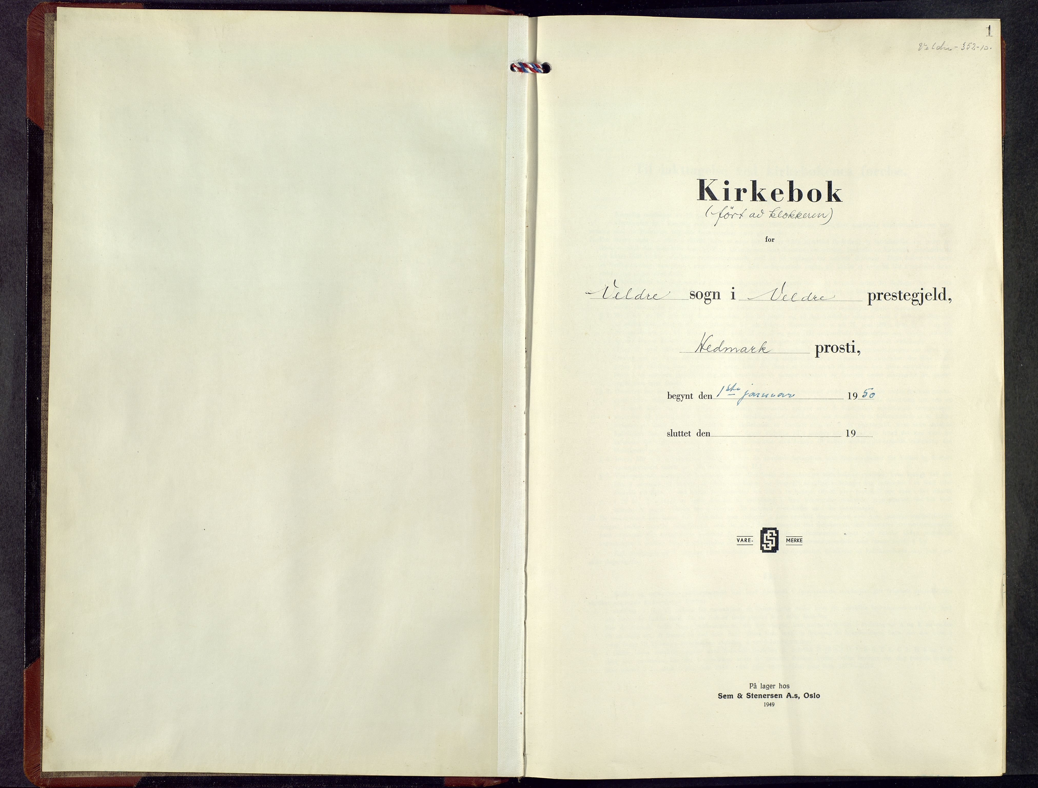 Veldre prestekontor, AV/SAH-PREST-018/L/La/L0003: Klokkerbok nr. 3, 1950-1967, s. 1