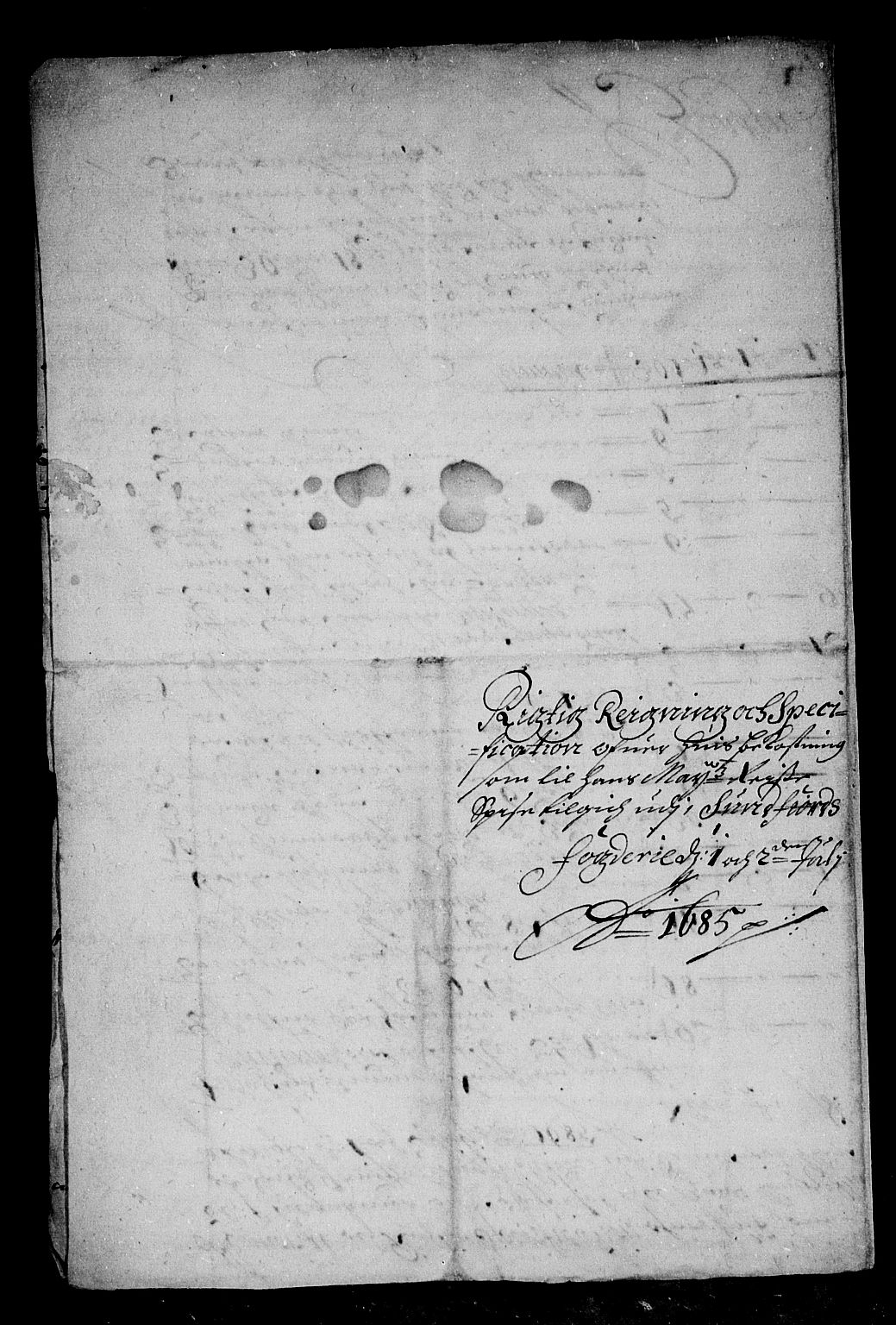 Rentekammeret inntil 1814, Reviderte regnskaper, Stiftamtstueregnskaper, Bergen stiftamt, AV/RA-EA-6043/R/Rc/L0078: Bergen stiftamt, 1685