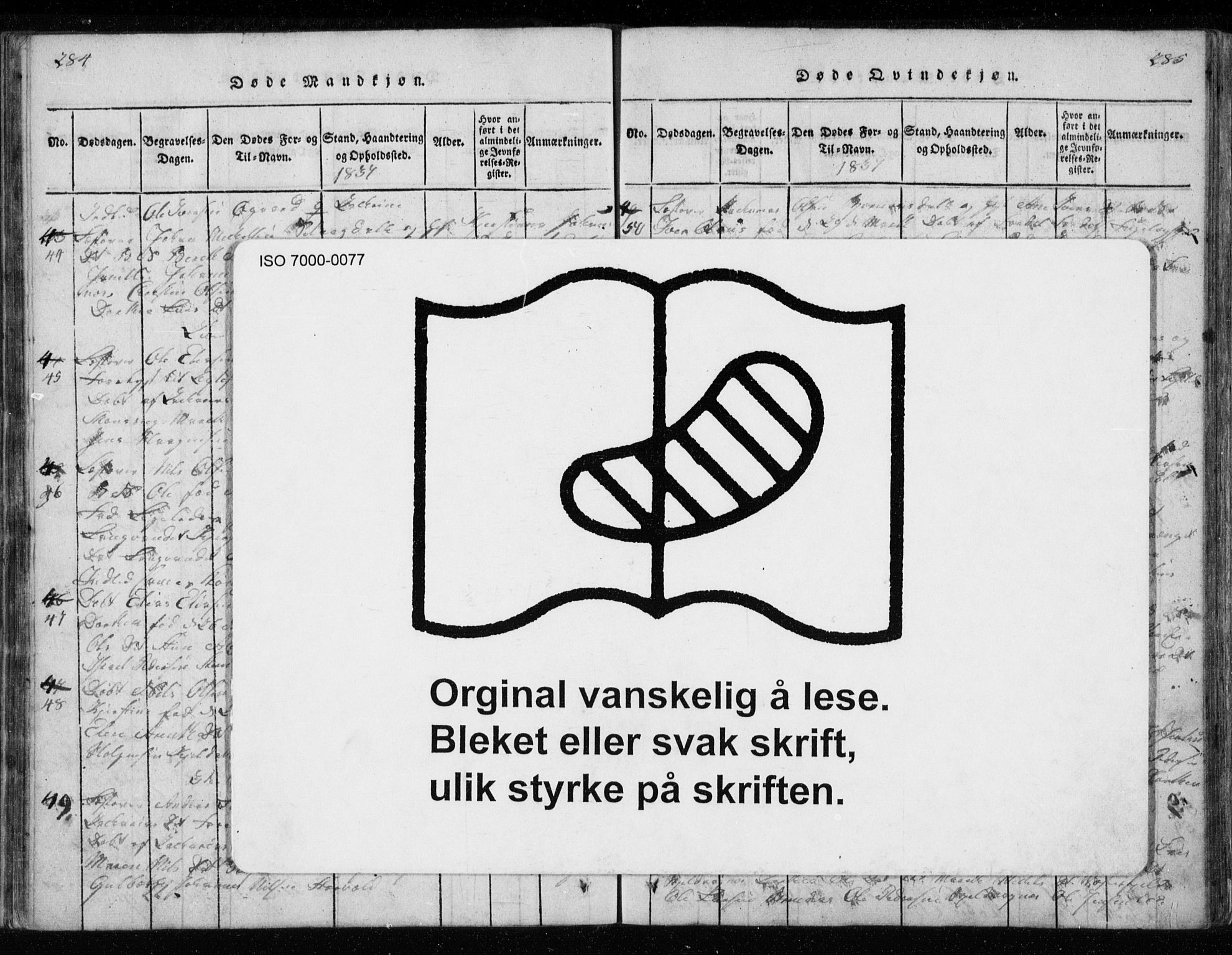 Ministerialprotokoller, klokkerbøker og fødselsregistre - Nordland, AV/SAT-A-1459/827/L0412: Klokkerbok nr. 827C01, 1820-1841, s. 284-285