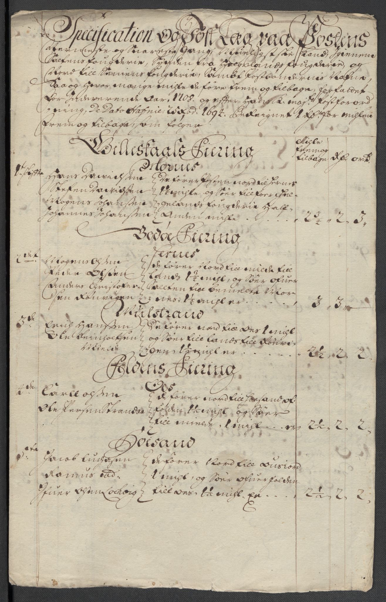 Rentekammeret inntil 1814, Reviderte regnskaper, Fogderegnskap, RA/EA-4092/R66/L4581: Fogderegnskap Salten, 1707-1710, s. 291