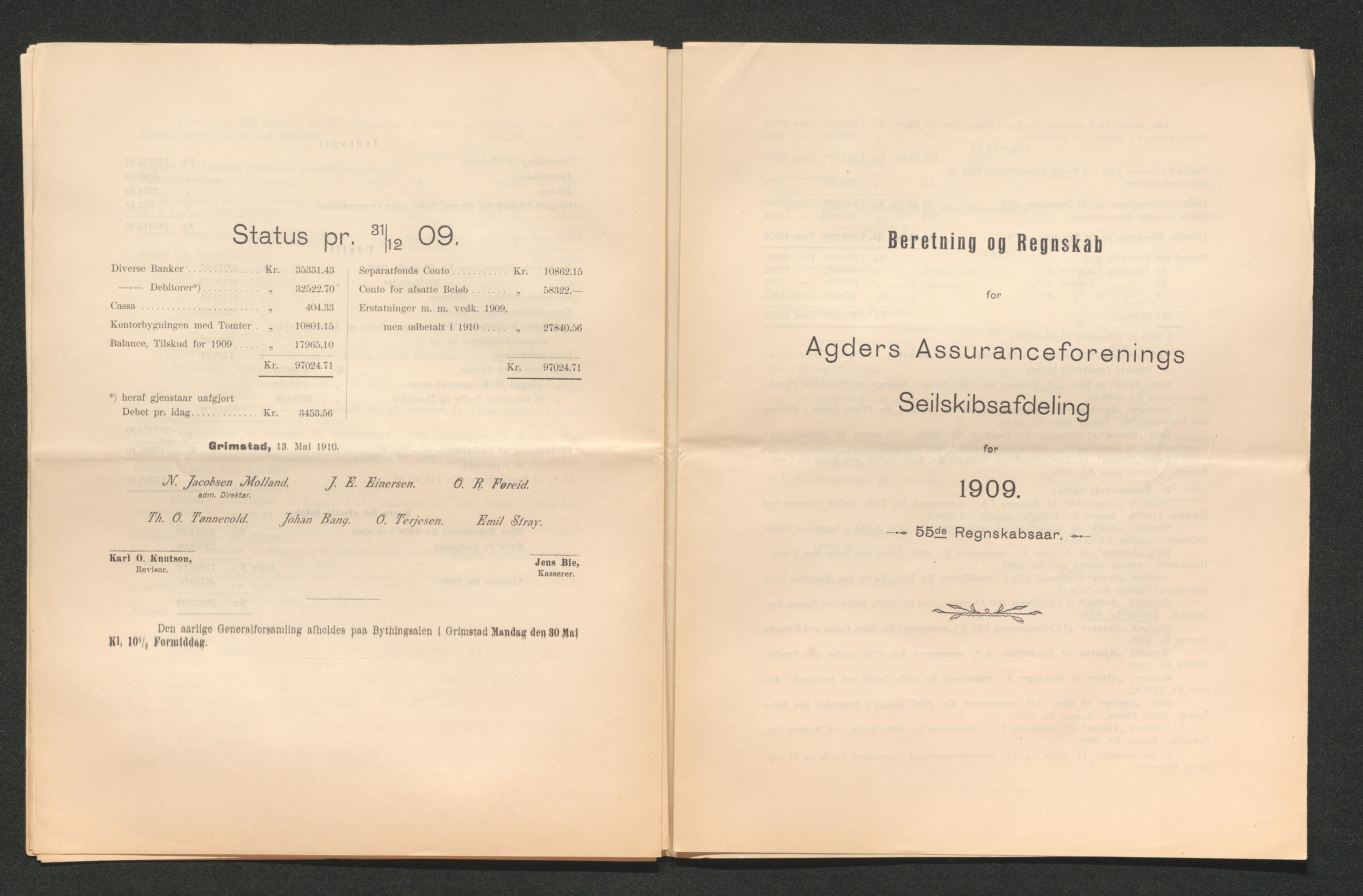 Agders Gjensidige Assuranceforening, AAKS/PA-1718/05/L0003: Regnskap, seilavdeling, pakkesak, 1890-1912