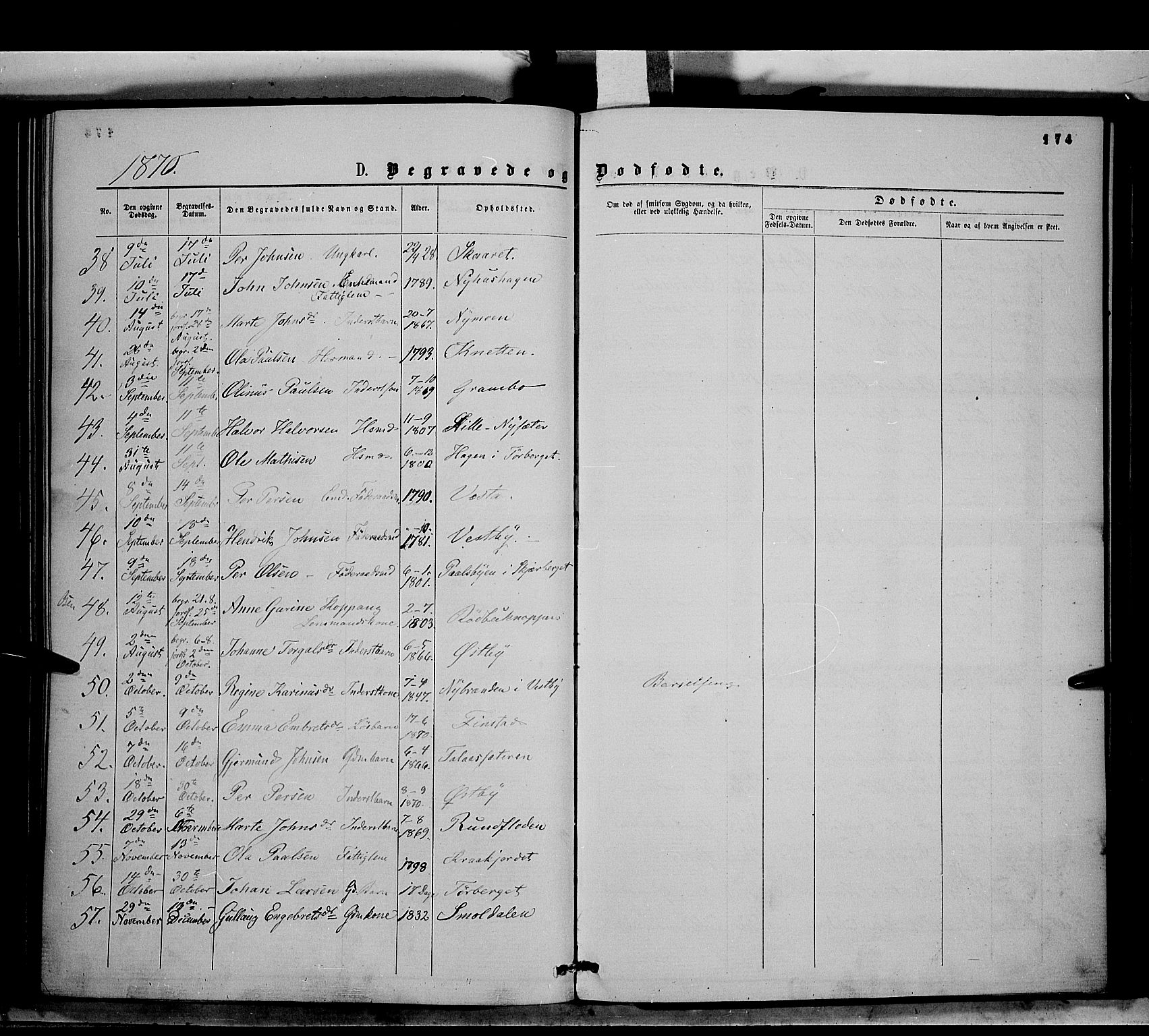 Trysil prestekontor, AV/SAH-PREST-046/H/Ha/Haa/L0006: Ministerialbok nr. 6, 1866-1873, s. 174