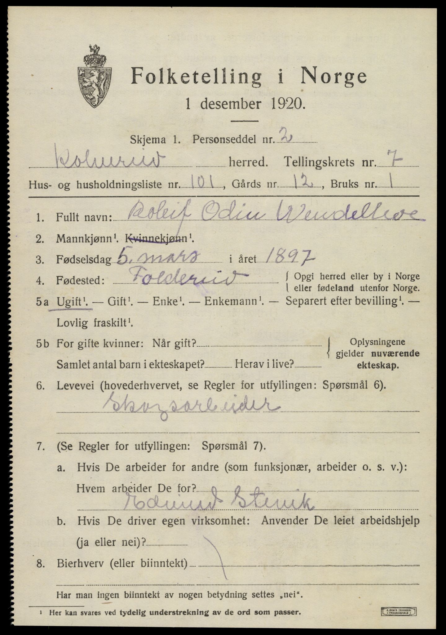SAT, Folketelling 1920 for 1752 Kolvereid herred, 1920, s. 5073