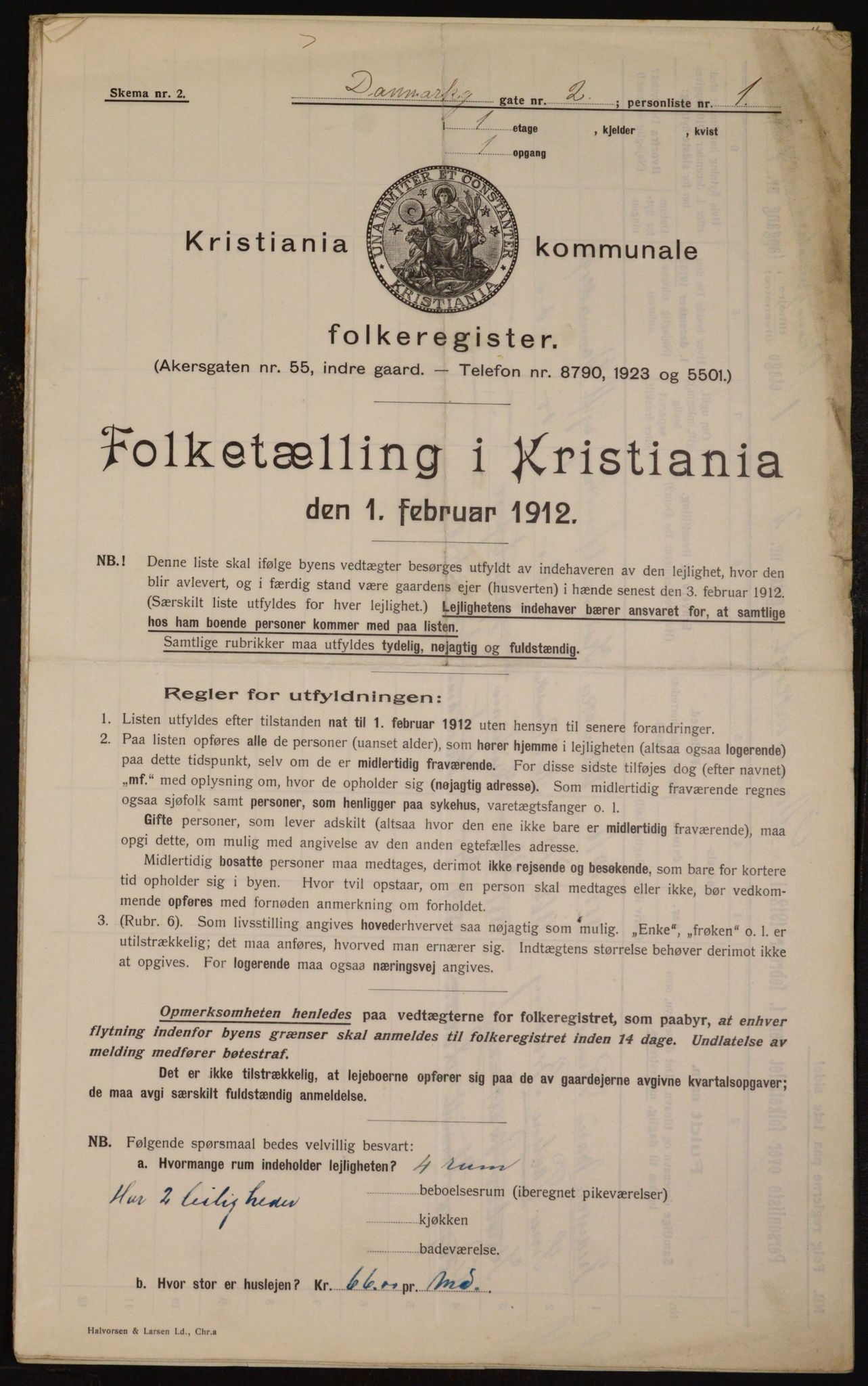 OBA, Kommunal folketelling 1.2.1912 for Kristiania, 1912, s. 14457