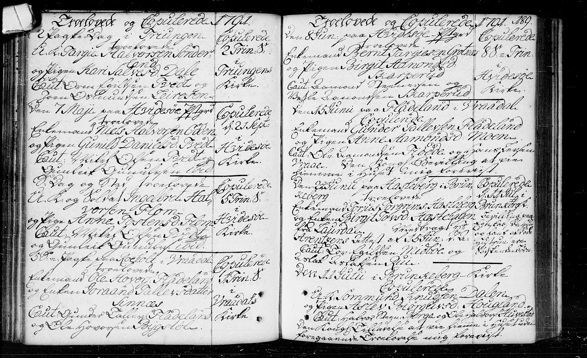 Kviteseid kirkebøker, SAKO/A-276/F/Fa/L0003: Ministerialbok nr. I 3, 1787-1799, s. 189