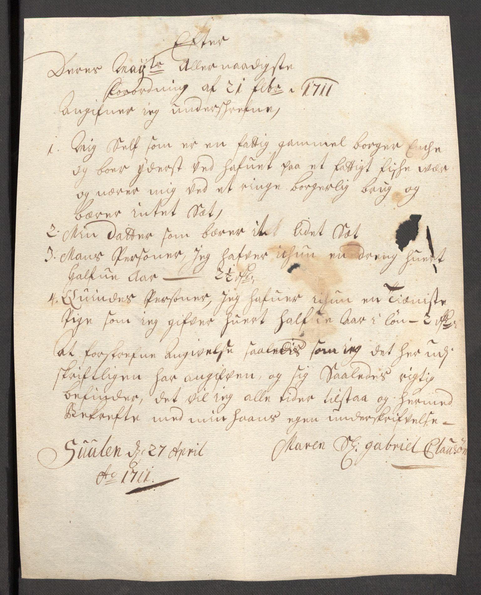 Rentekammeret inntil 1814, Reviderte regnskaper, Fogderegnskap, RA/EA-4092/R57/L3860: Fogderegnskap Fosen, 1711, s. 348