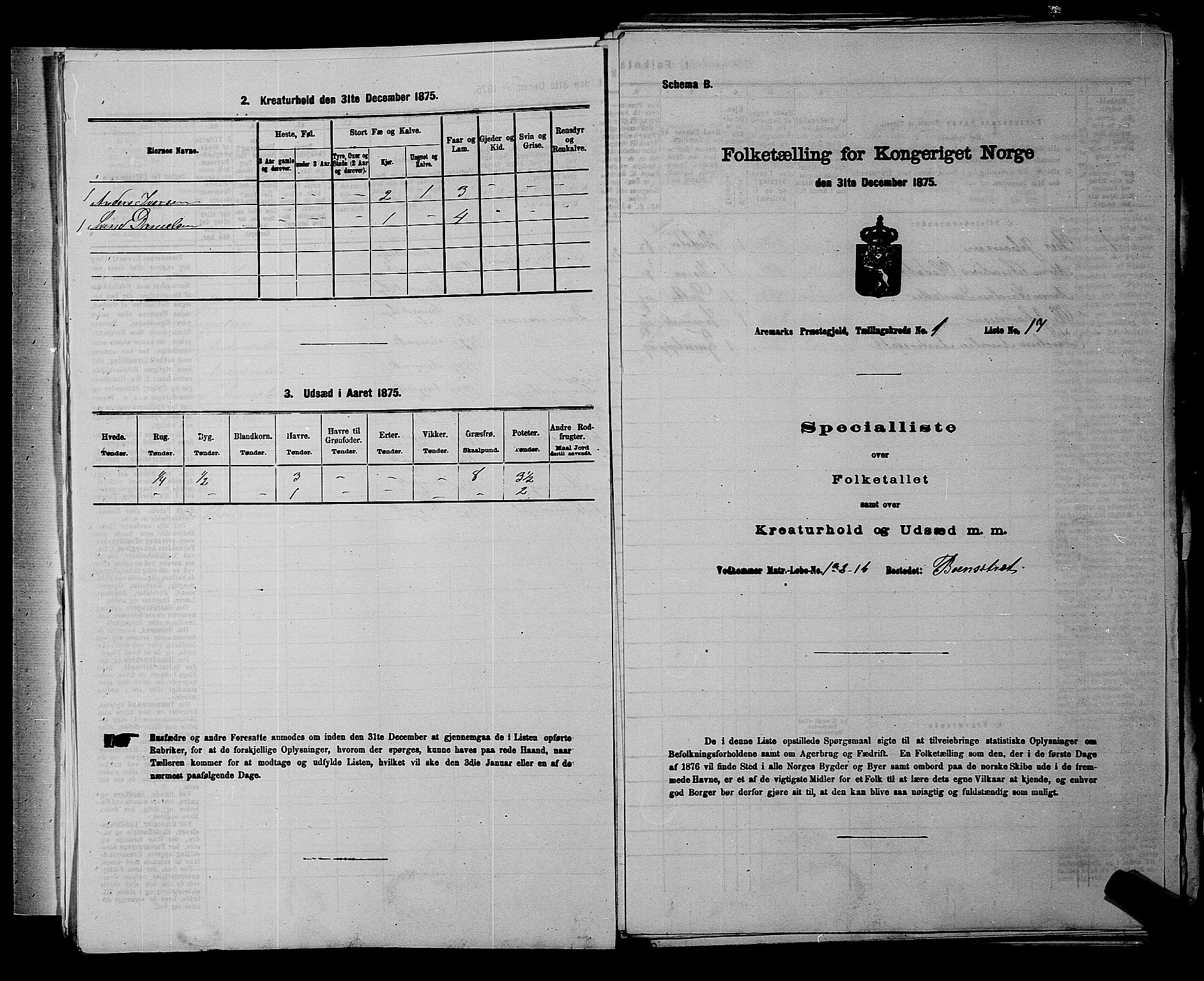 RA, Folketelling 1875 for 0118P Aremark prestegjeld, 1875, s. 45