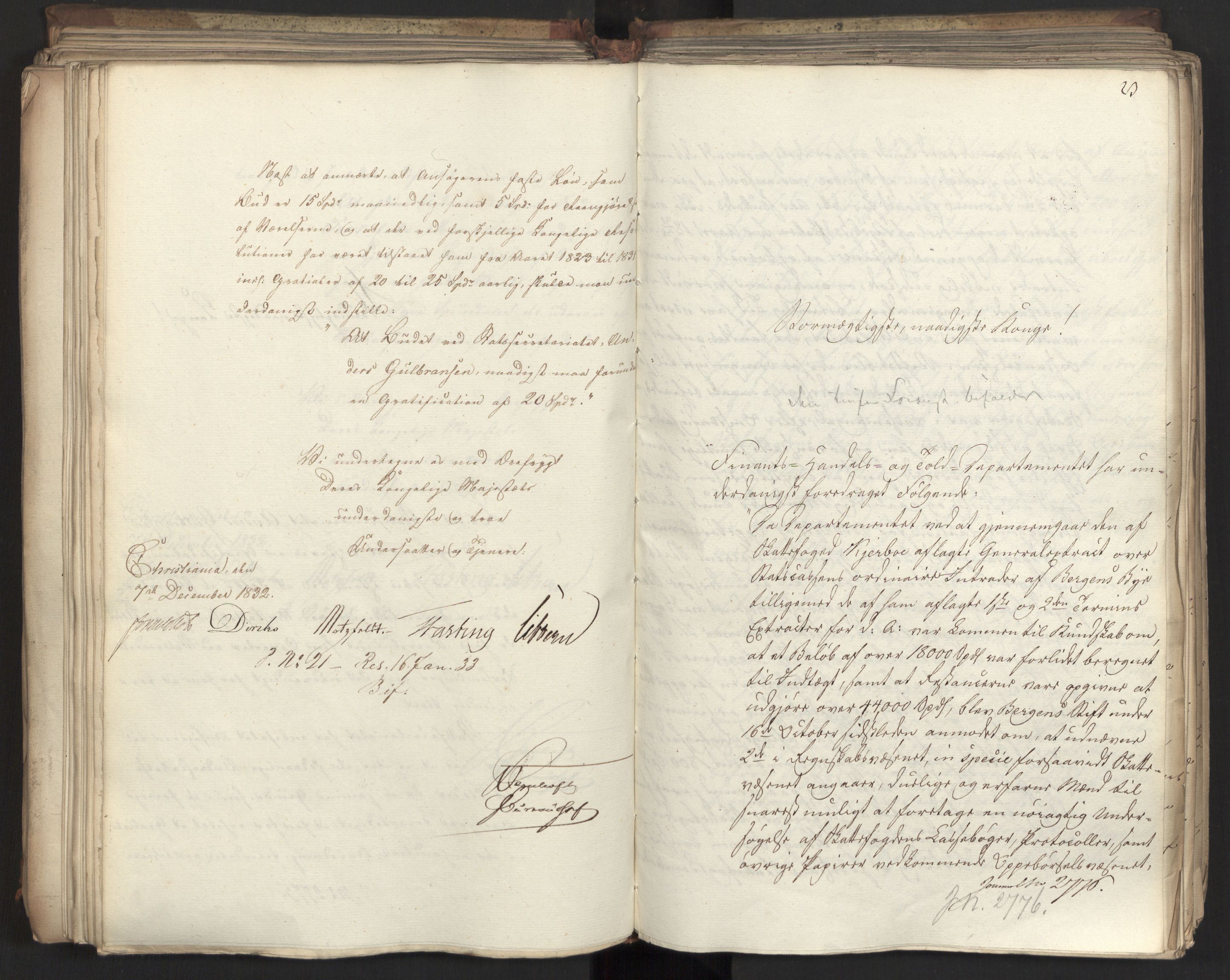 Statsrådsavdelingen i Stockholm, AV/RA-S-1003/D/Da/L0081: Regjeringsinnstillinger nr. 2700-2857, 1832, s. 276