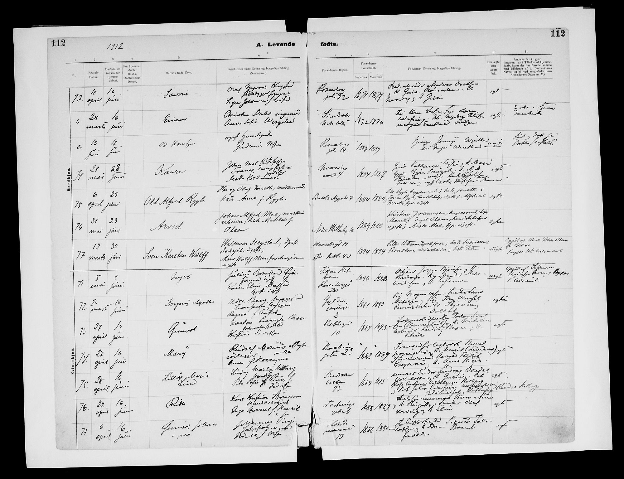 Ministerialprotokoller, klokkerbøker og fødselsregistre - Sør-Trøndelag, SAT/A-1456/604/L0203: Ministerialbok nr. 604A23, 1908-1916, s. 112