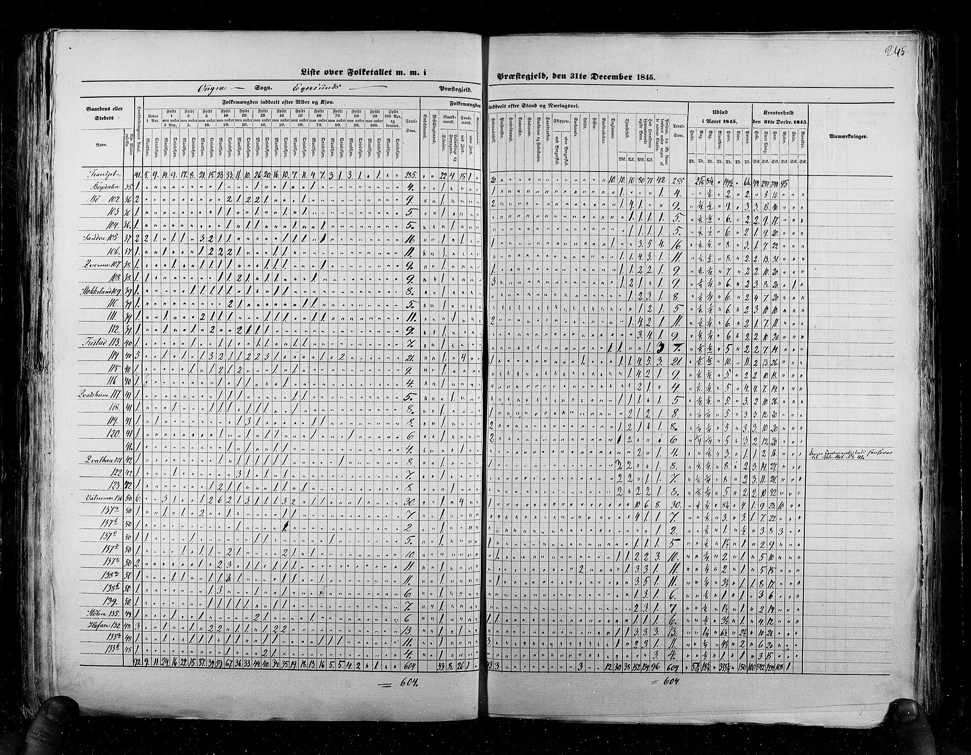RA, Folketellingen 1845, bind 6: Lister og Mandal amt og Stavanger amt, 1845, s. 245