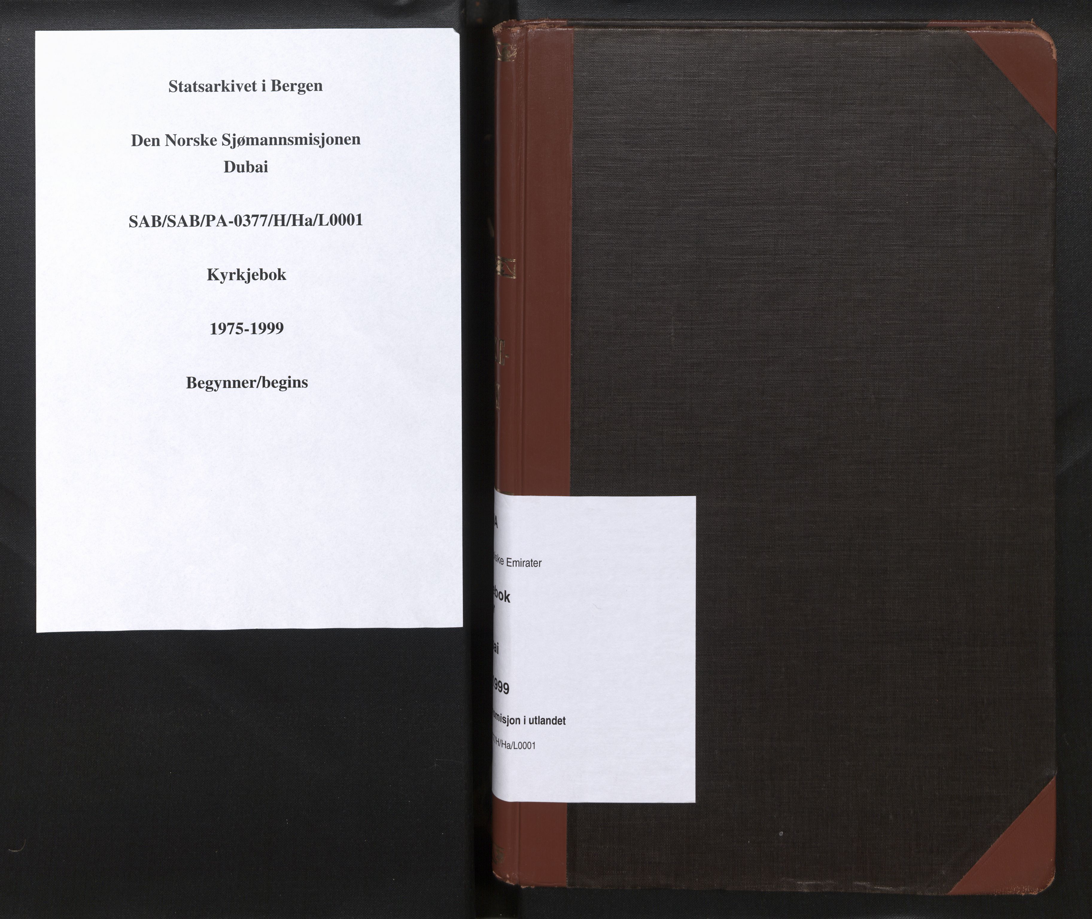 Den norske sjømannsmisjon i utlandet / Dubai, SAB/SAB/PA-0377/H/Ha/L0001: Ministerialbok nr. A 1, 1975-1999