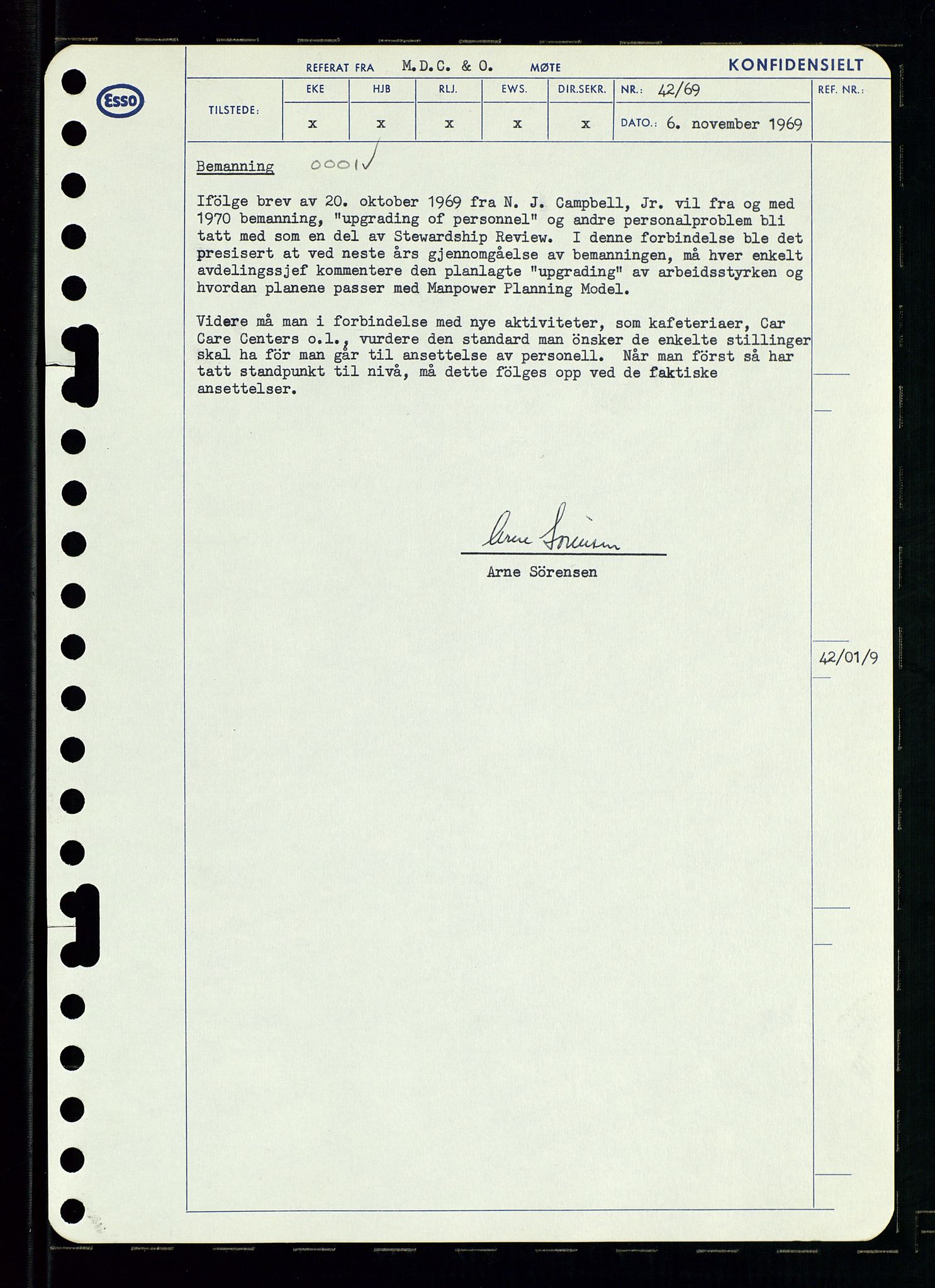 Pa 0982 - Esso Norge A/S, AV/SAST-A-100448/A/Aa/L0003/0001: Den administrerende direksjon Board minutes (styrereferater) og Bedriftforsamlingsprotokoll / Den administrerende direksjon Board minutes (styrereferater), 1969, s. 190