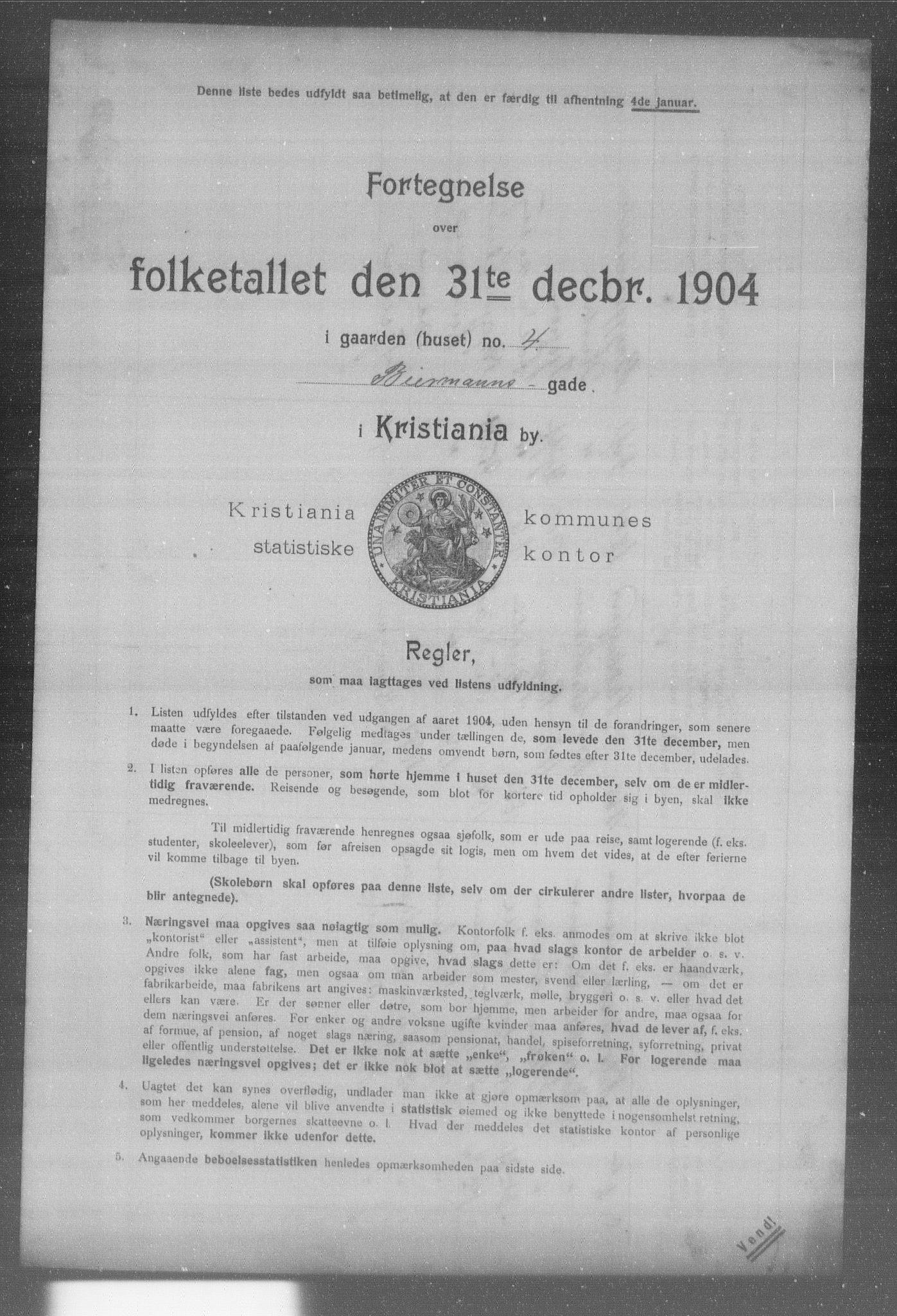 OBA, Kommunal folketelling 31.12.1904 for Kristiania kjøpstad, 1904, s. 1072
