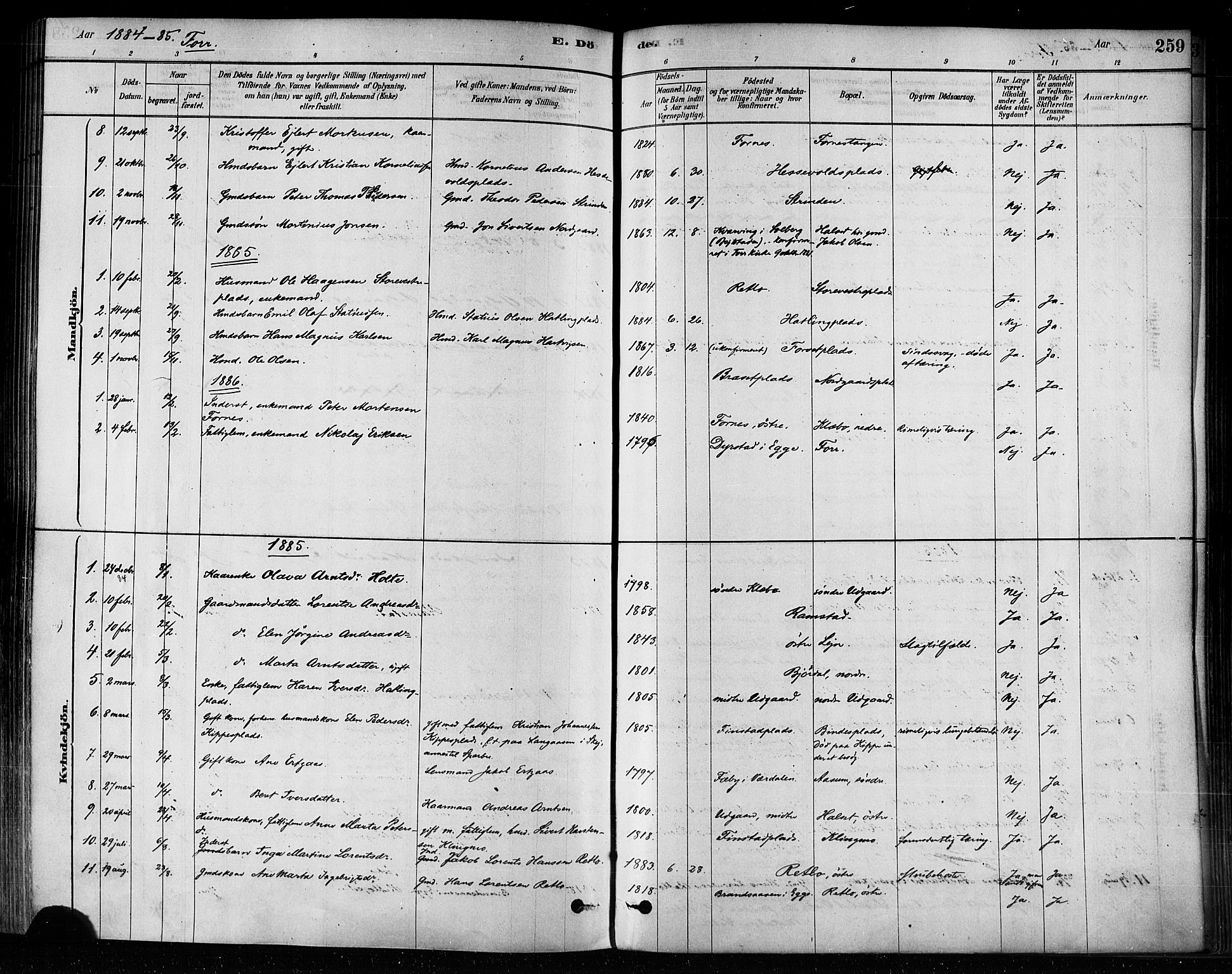 Ministerialprotokoller, klokkerbøker og fødselsregistre - Nord-Trøndelag, AV/SAT-A-1458/746/L0448: Ministerialbok nr. 746A07 /1, 1878-1900, s. 259