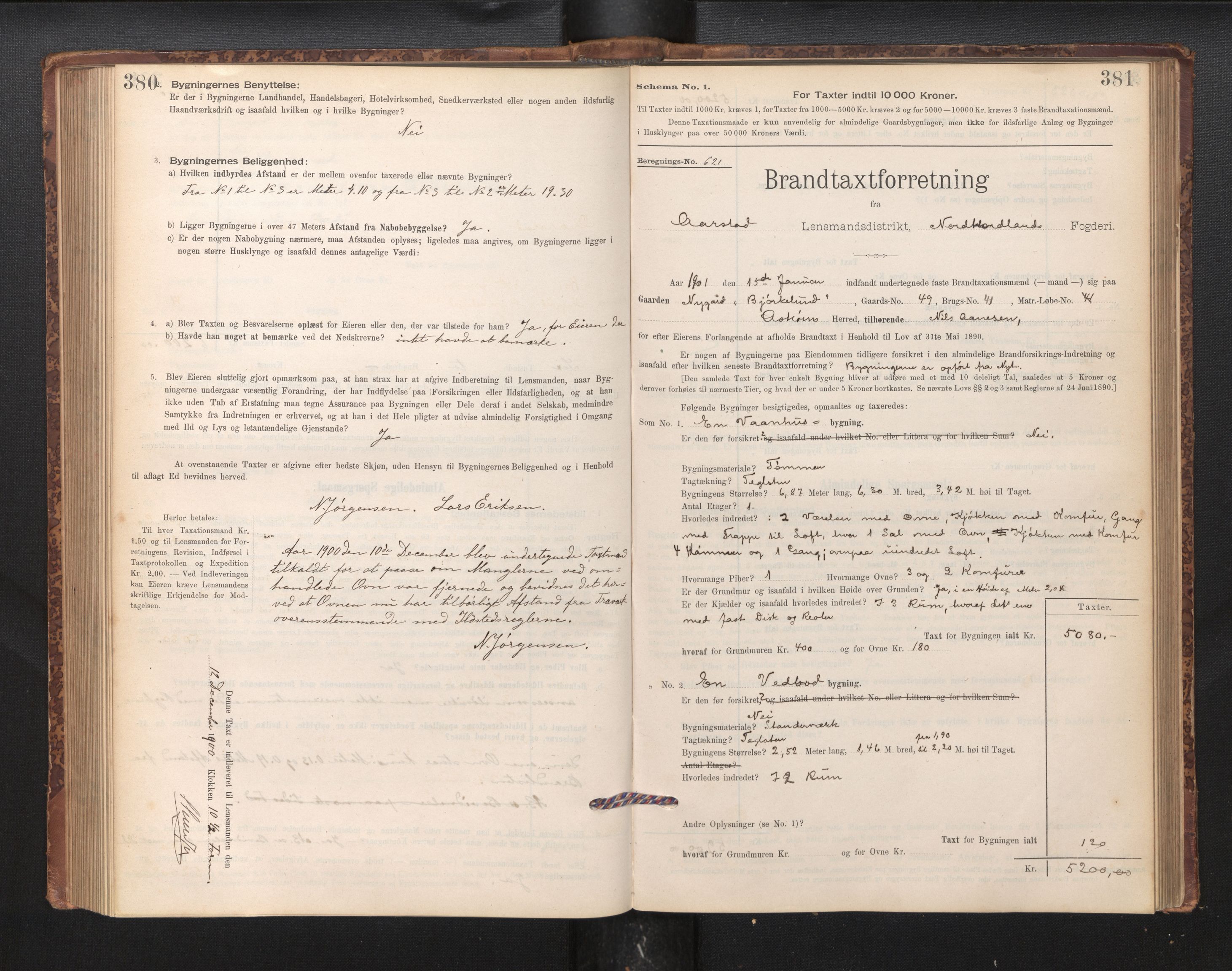 Lensmannen i Årstad, SAB/A-36201/0012/L0011: Branntakstprotokoll,skjematakst, 1895-1901, s. 380-381