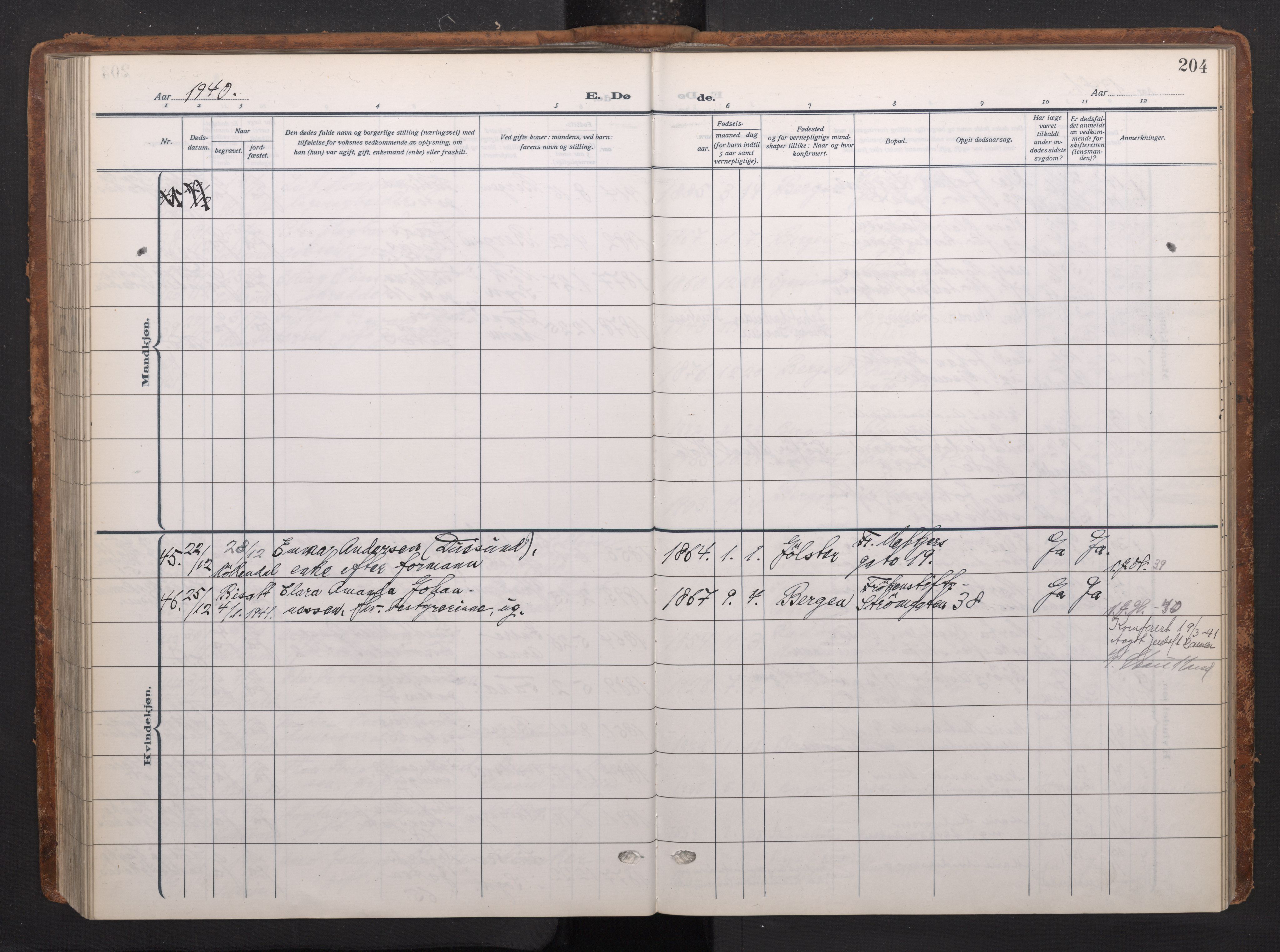 Johanneskirken sokneprestembete, AV/SAB-A-76001/H/Haa/L0020: Ministerialbok nr. E 2, 1916-1951, s. 204