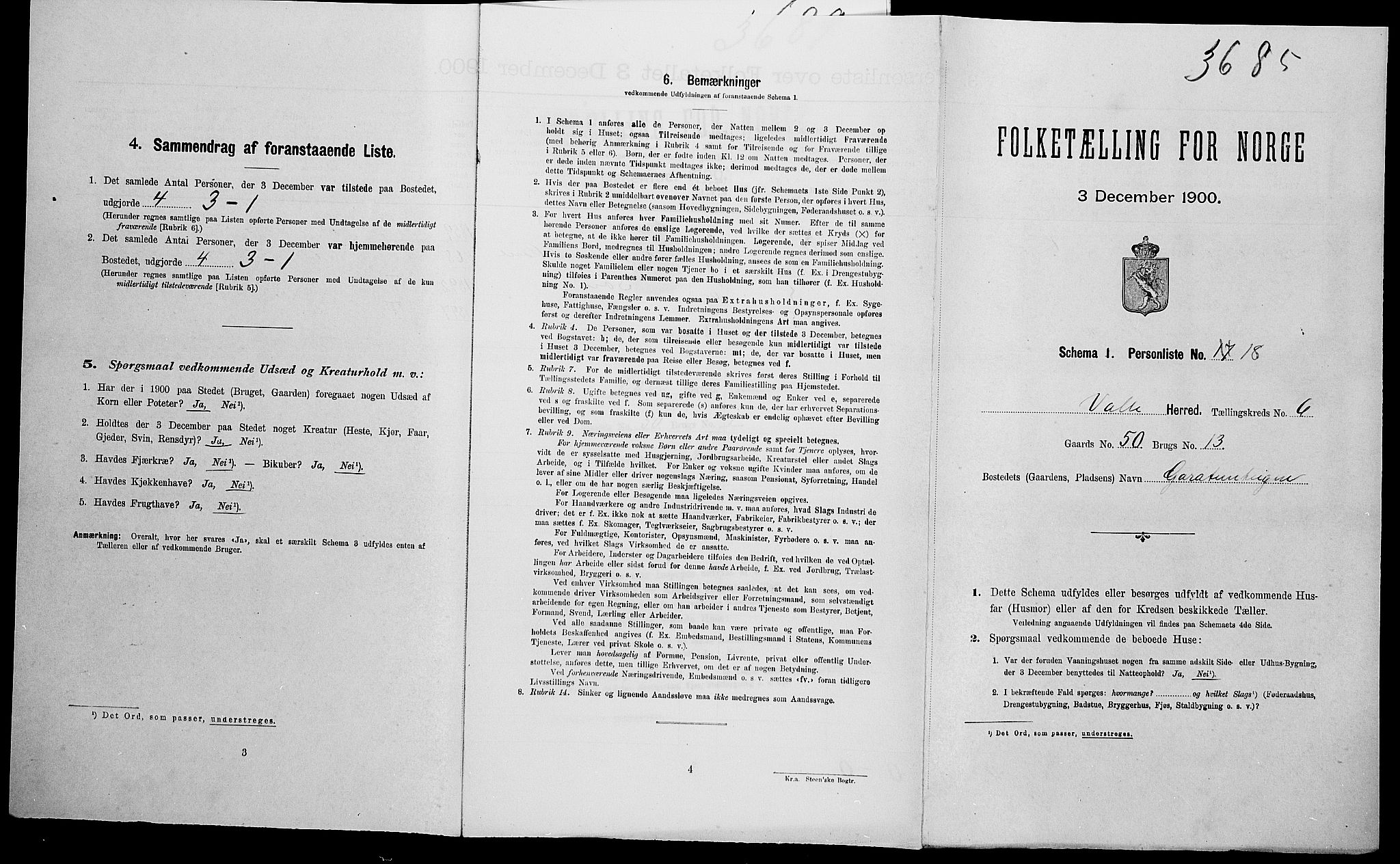 SAK, Folketelling 1900 for 0940 Valle herred, 1900, s. 542