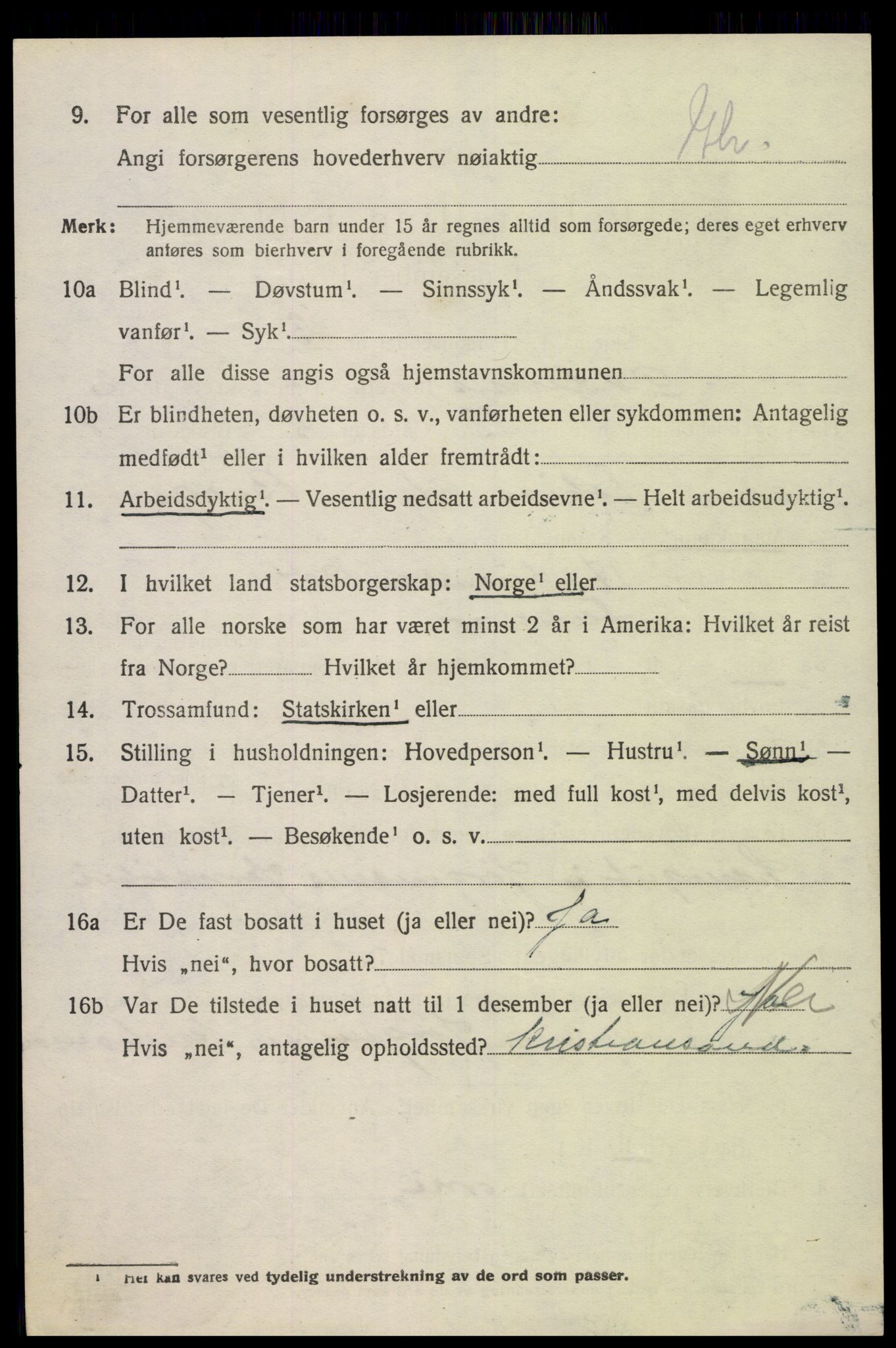 SAK, Folketelling 1920 for 1012 Oddernes herred, 1920, s. 3024