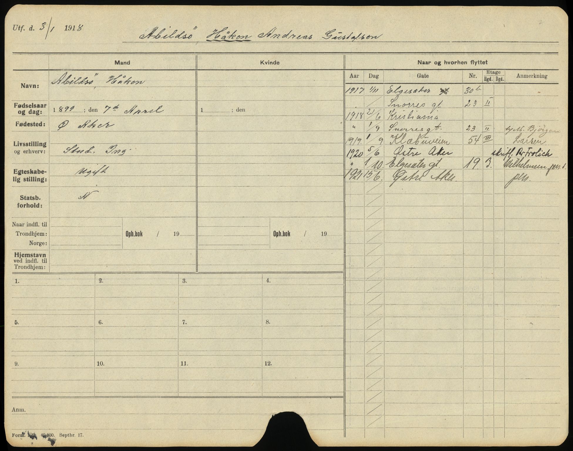 Trondheim folkeregister, AV/SAT-A-1608/1/F/Fb/L0011: Utflyttede A - H, 1921