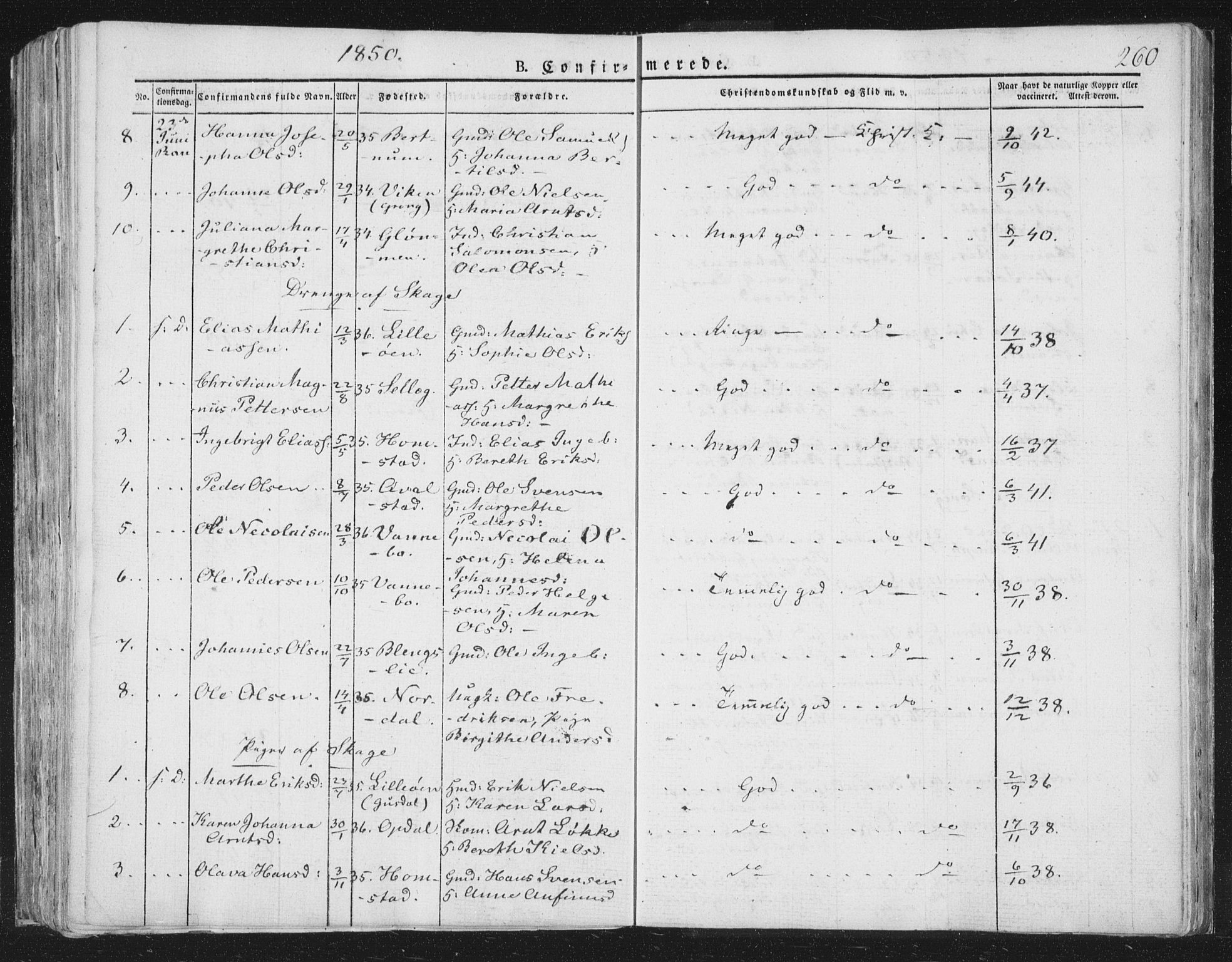 Ministerialprotokoller, klokkerbøker og fødselsregistre - Nord-Trøndelag, AV/SAT-A-1458/764/L0551: Ministerialbok nr. 764A07a, 1824-1864, s. 260