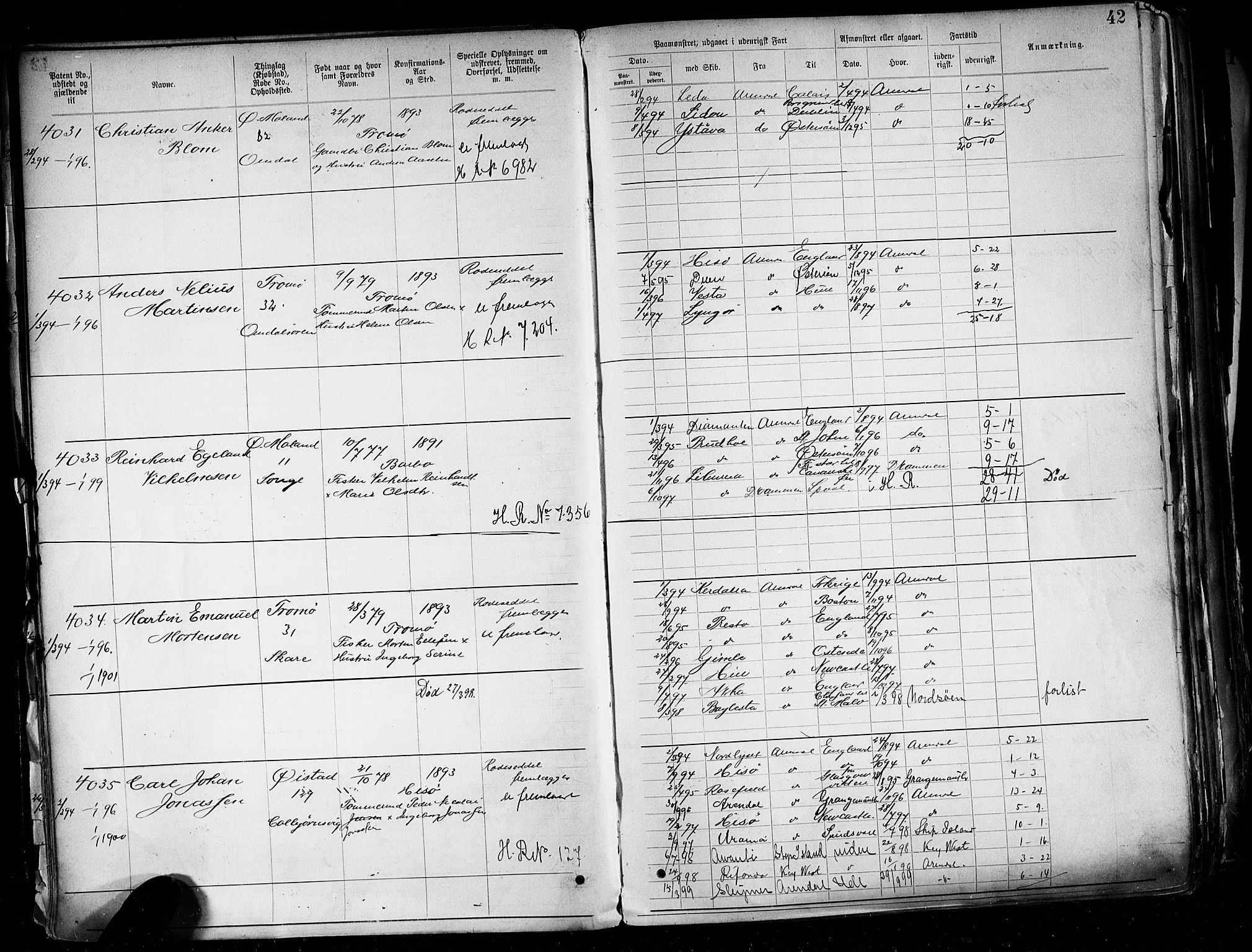 Arendal mønstringskrets, AV/SAK-2031-0012/F/Fa/L0004: Annotasjonsrulle nr 3828-4715 og nr 1-1296, S-4, 1892-1918, s. 46