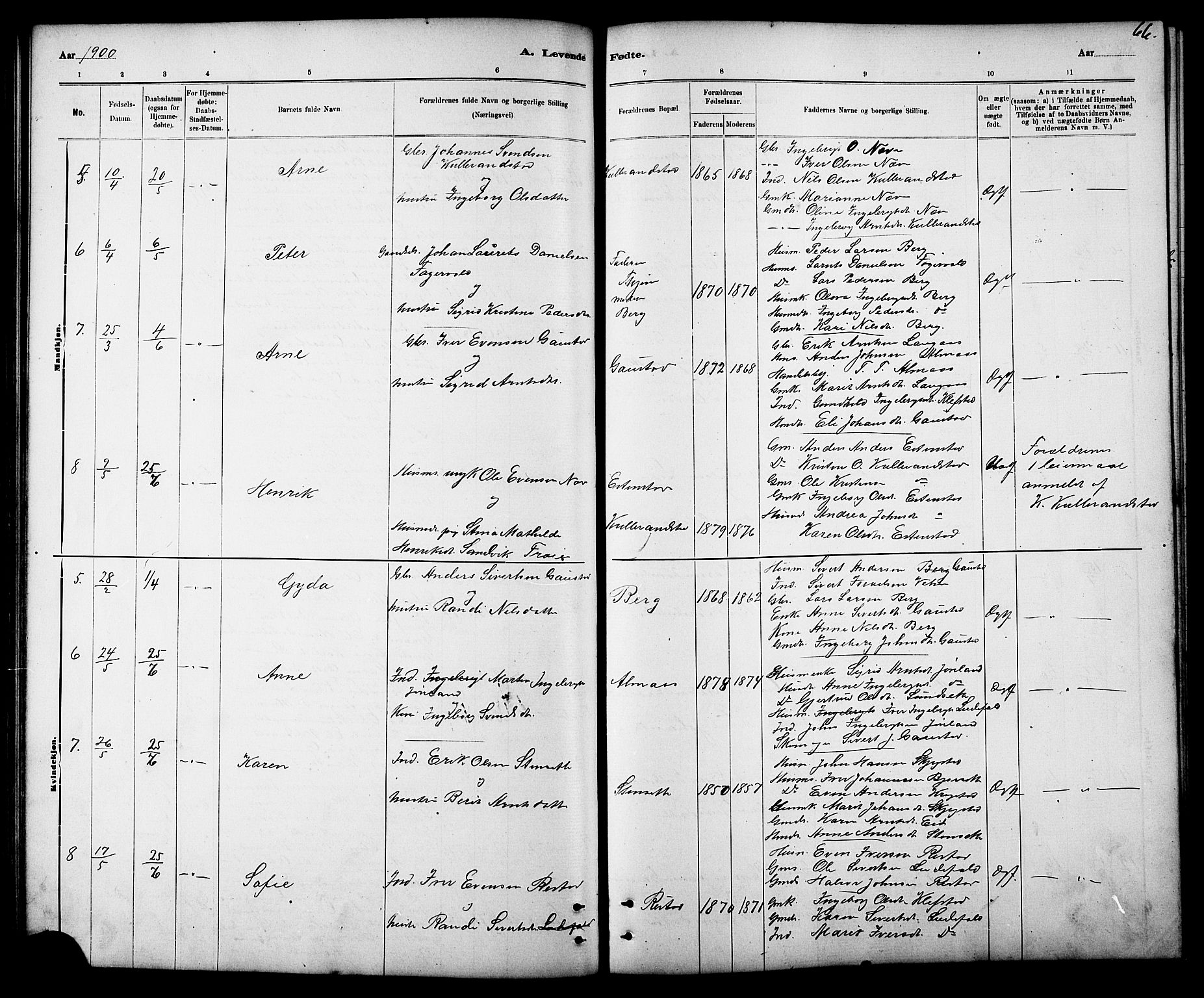 Ministerialprotokoller, klokkerbøker og fødselsregistre - Sør-Trøndelag, AV/SAT-A-1456/694/L1132: Klokkerbok nr. 694C04, 1887-1914, s. 66