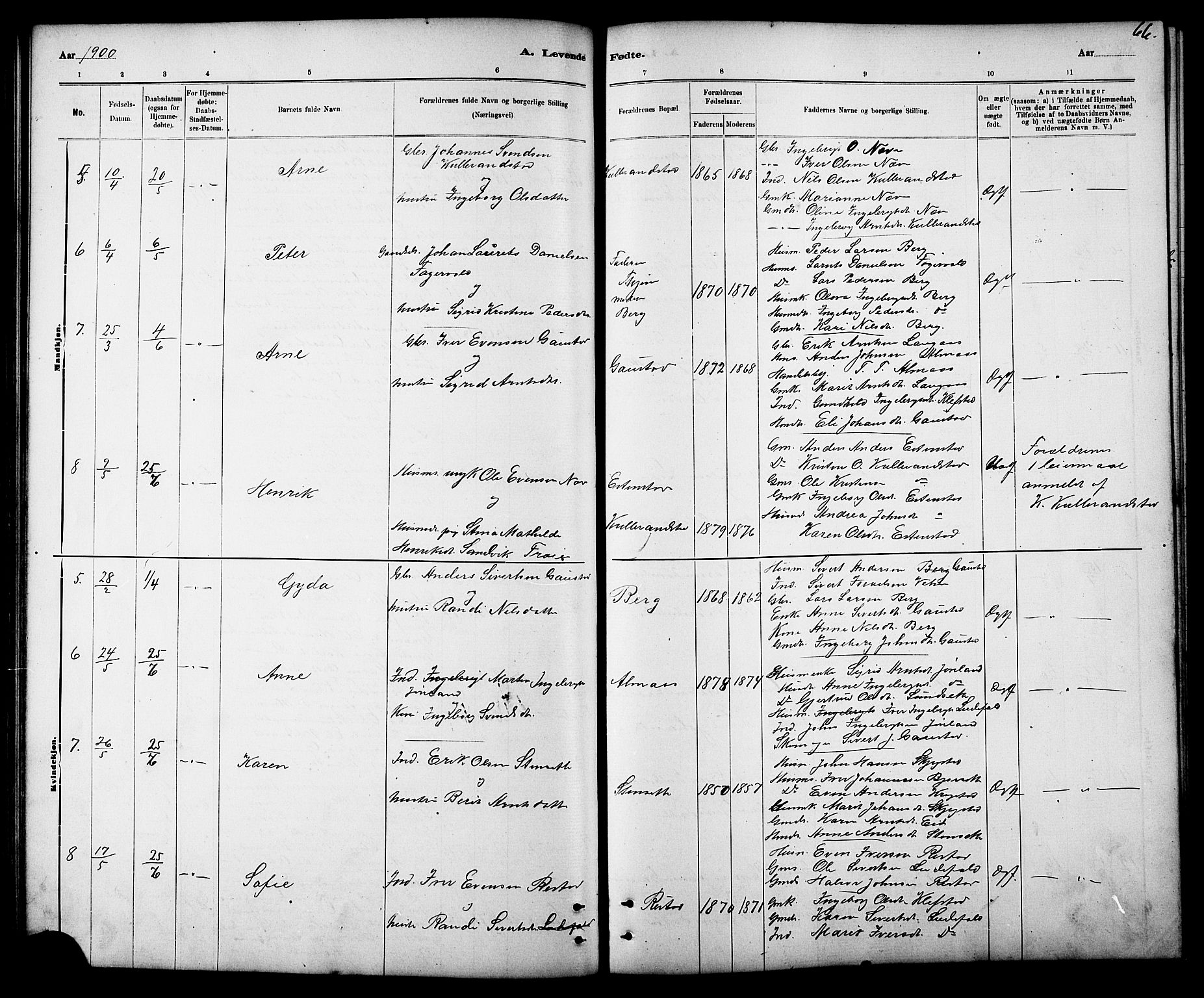 Ministerialprotokoller, klokkerbøker og fødselsregistre - Sør-Trøndelag, AV/SAT-A-1456/694/L1132: Klokkerbok nr. 694C04, 1887-1914, s. 66