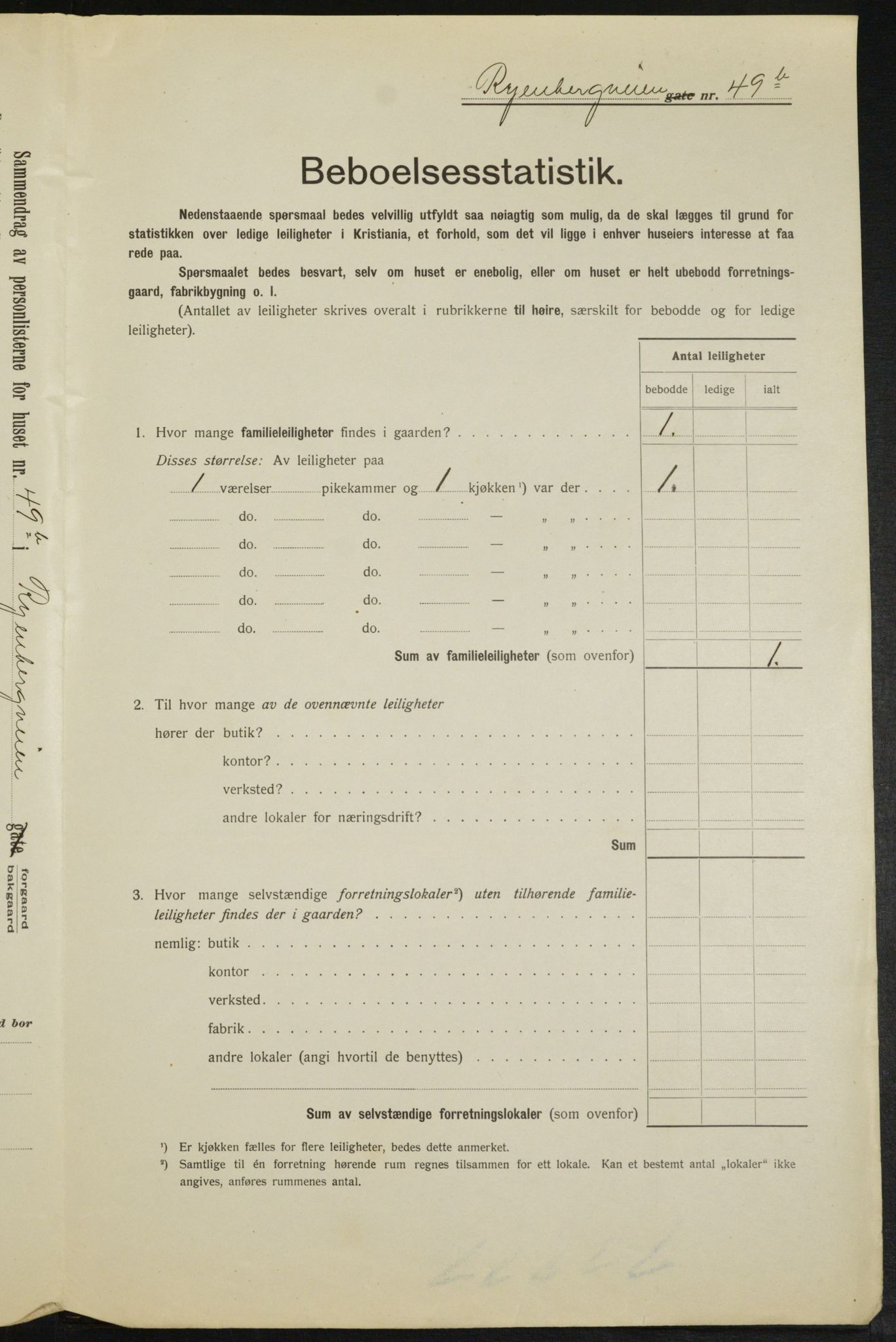 OBA, Kommunal folketelling 1.2.1913 for Kristiania, 1913, s. 85849