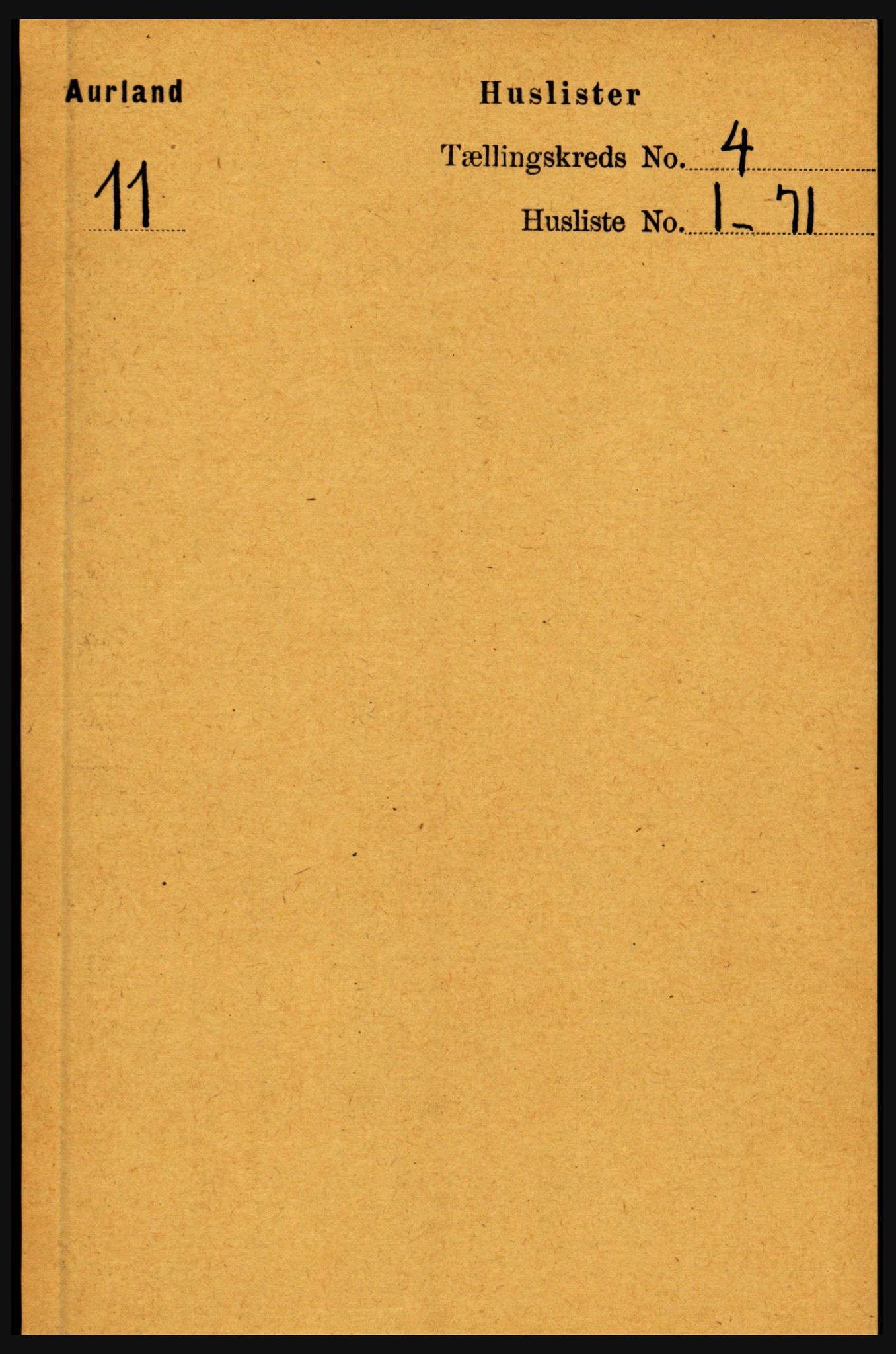 RA, Folketelling 1891 for 1421 Aurland herred, 1891, s. 1284
