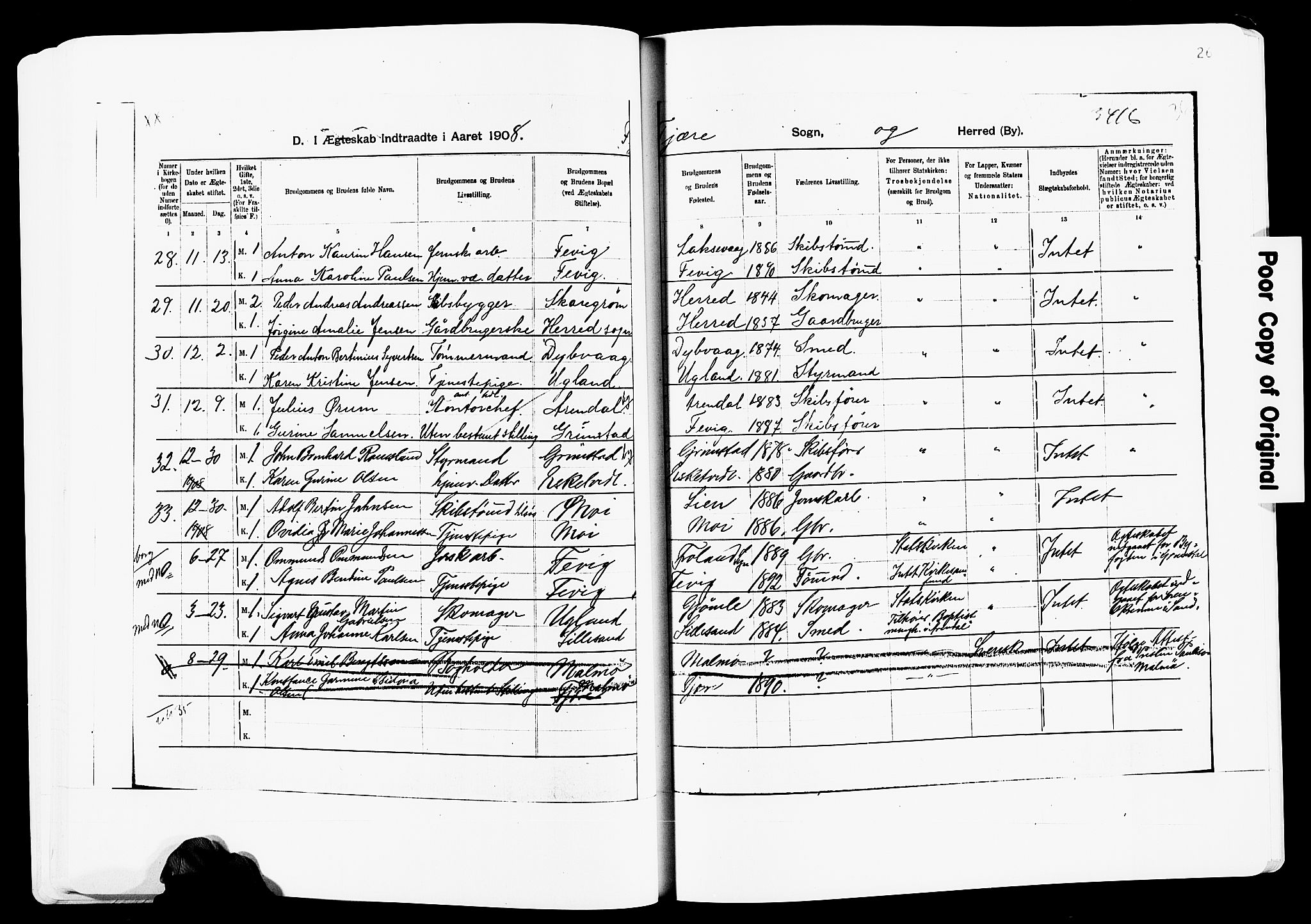 Fjære sokneprestkontor, AV/SAK-1111-0011/F/Fa/L0003: Ministerialbok nr. A 3.1, 1903-1920, s. 26
