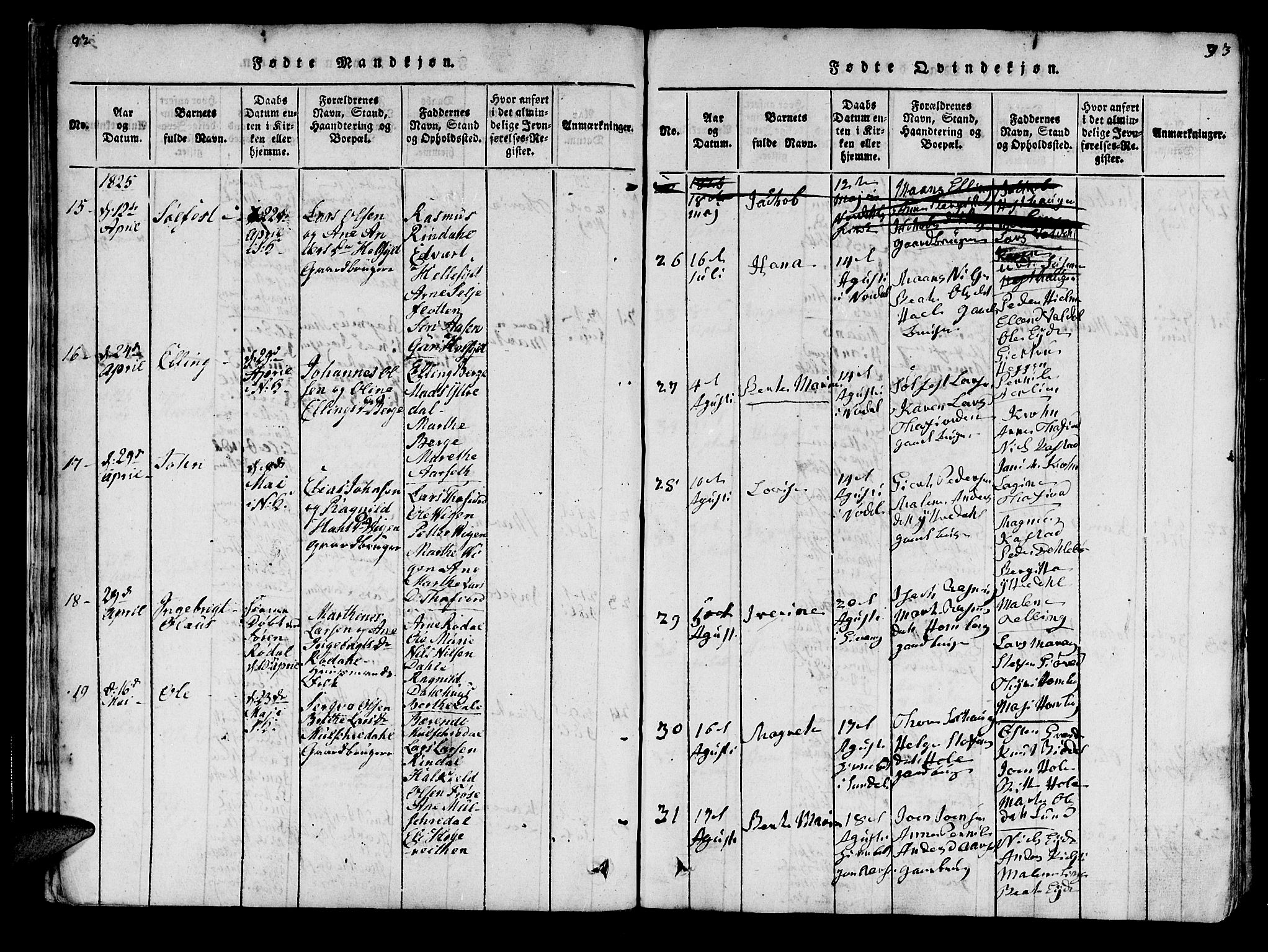 Ministerialprotokoller, klokkerbøker og fødselsregistre - Møre og Romsdal, AV/SAT-A-1454/519/L0246: Ministerialbok nr. 519A05, 1817-1834, s. 92-93