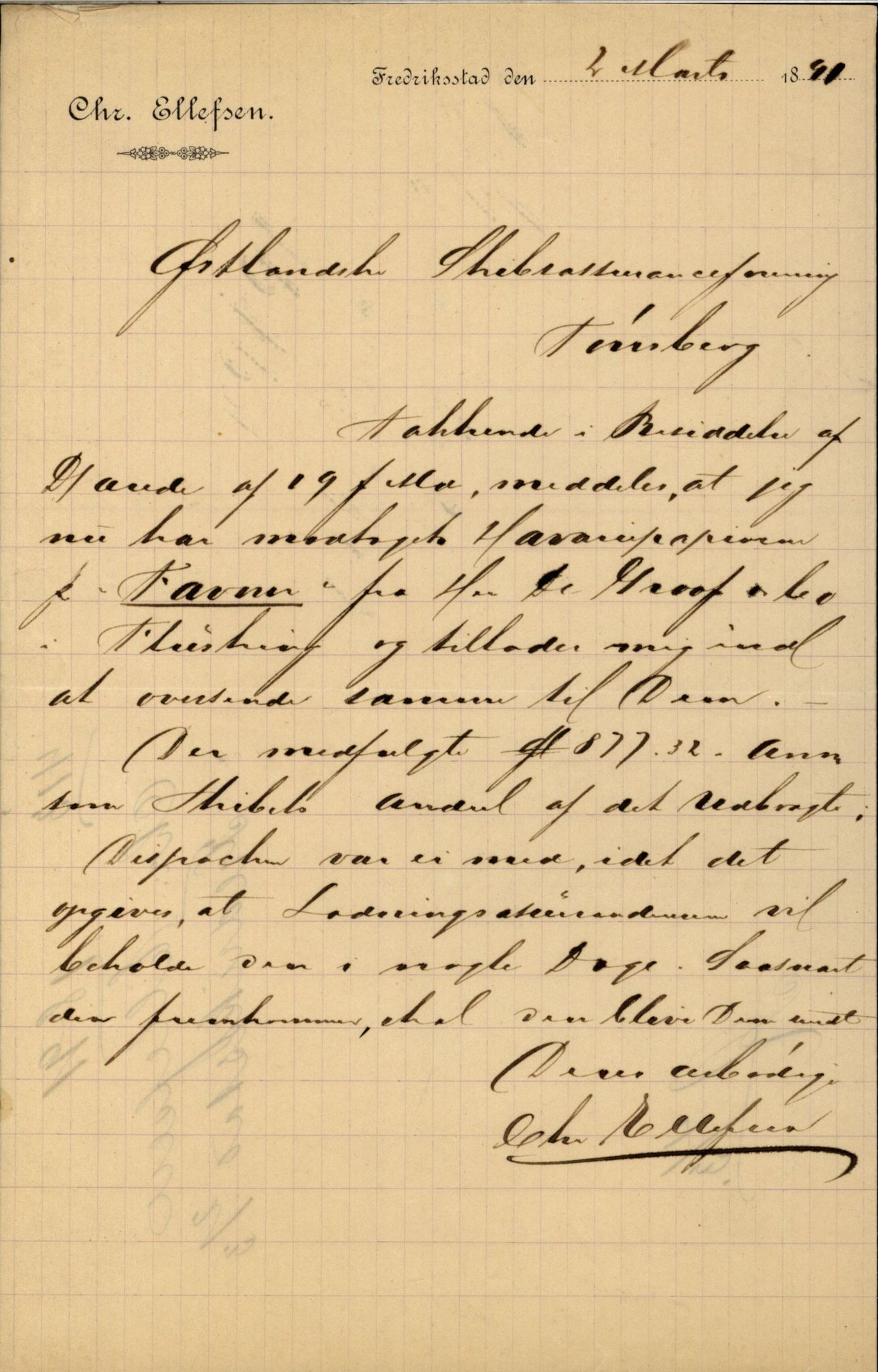 Pa 63 - Østlandske skibsassuranceforening, VEMU/A-1079/G/Ga/L0026/0005: Havaridokumenter / Kalliope, Kali, Maas, Favour, Lindesnæs, 1890, s. 45