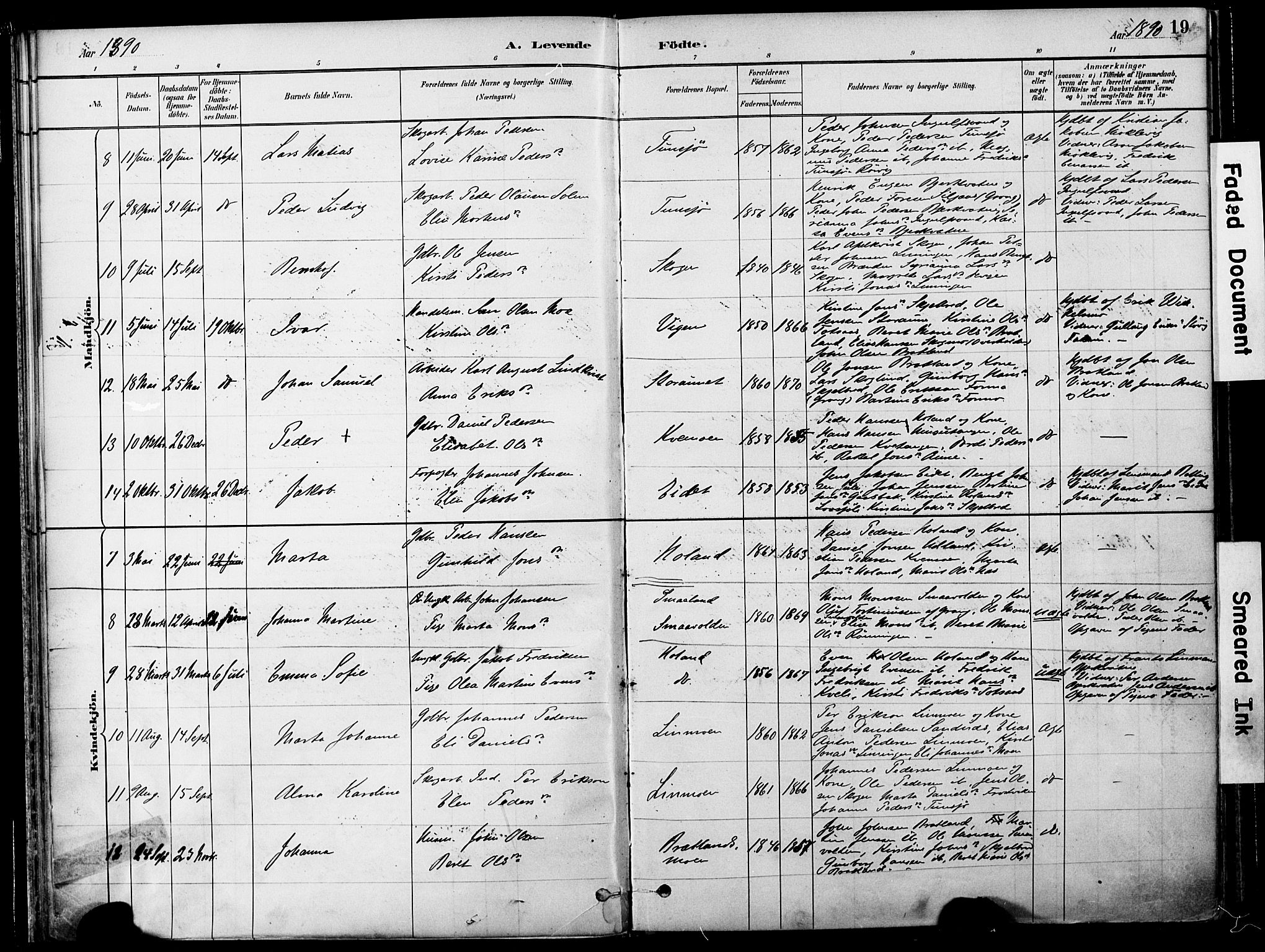 Ministerialprotokoller, klokkerbøker og fødselsregistre - Nord-Trøndelag, AV/SAT-A-1458/755/L0494: Ministerialbok nr. 755A03, 1882-1902, s. 19