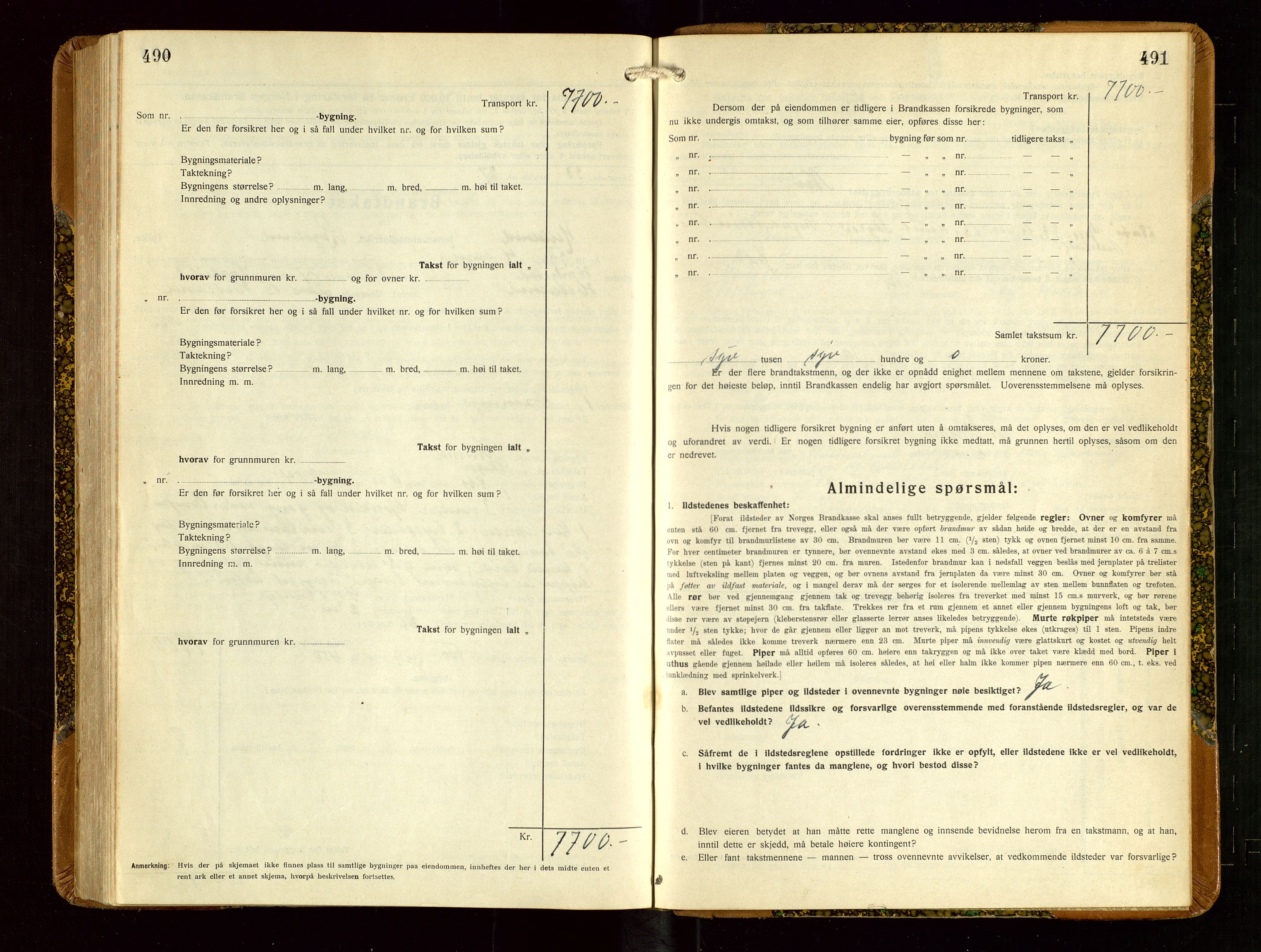 Helleland lensmannskontor, SAST/A-100209/Gob/L0003: "Brandtakstprotokoll", 1930-1939, s. 490-491