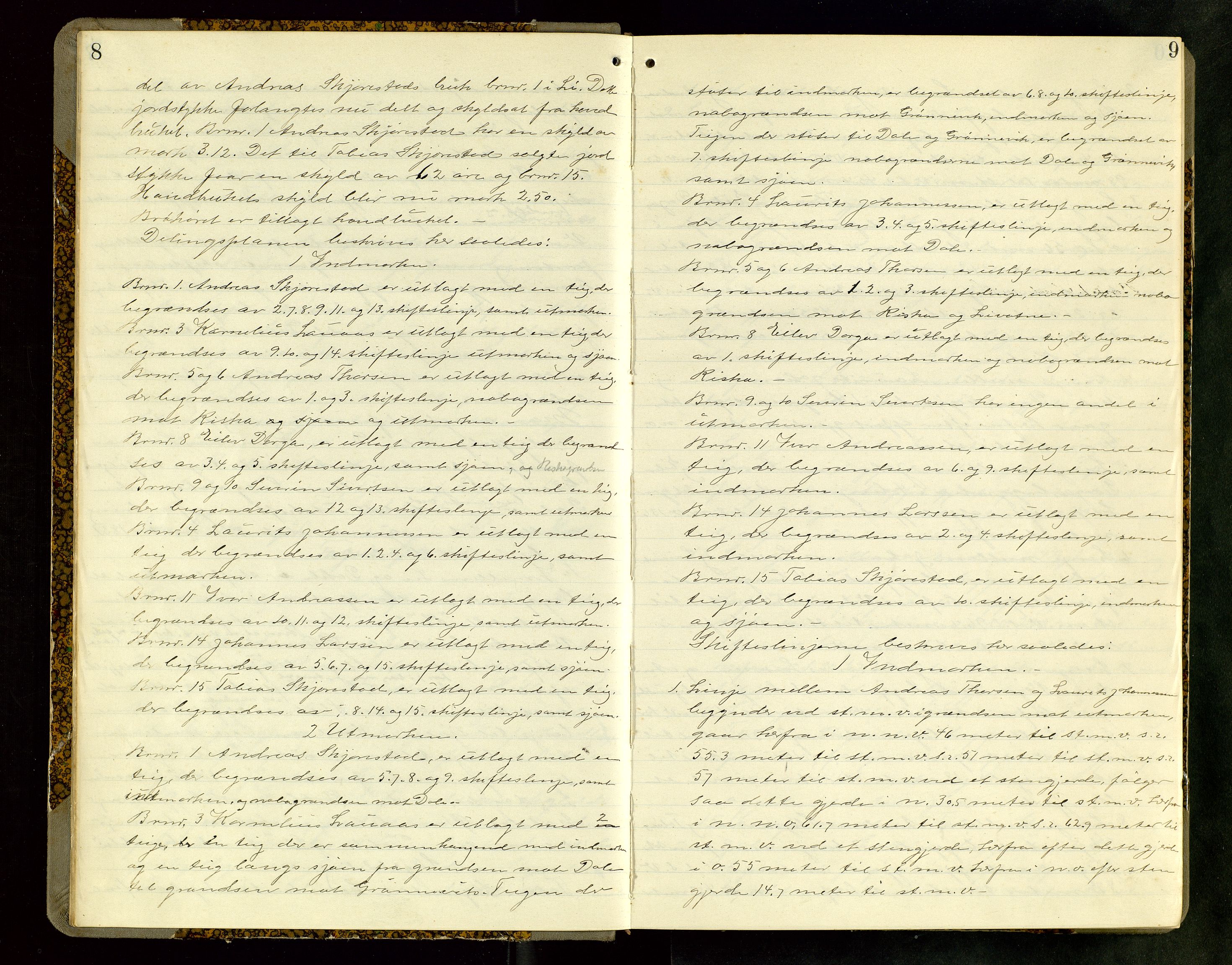Rogaland jordskifterett, SAST/A-102426/Oa/L0073: Forhandlingsprotokoll, 1915-1918, s. 8-9