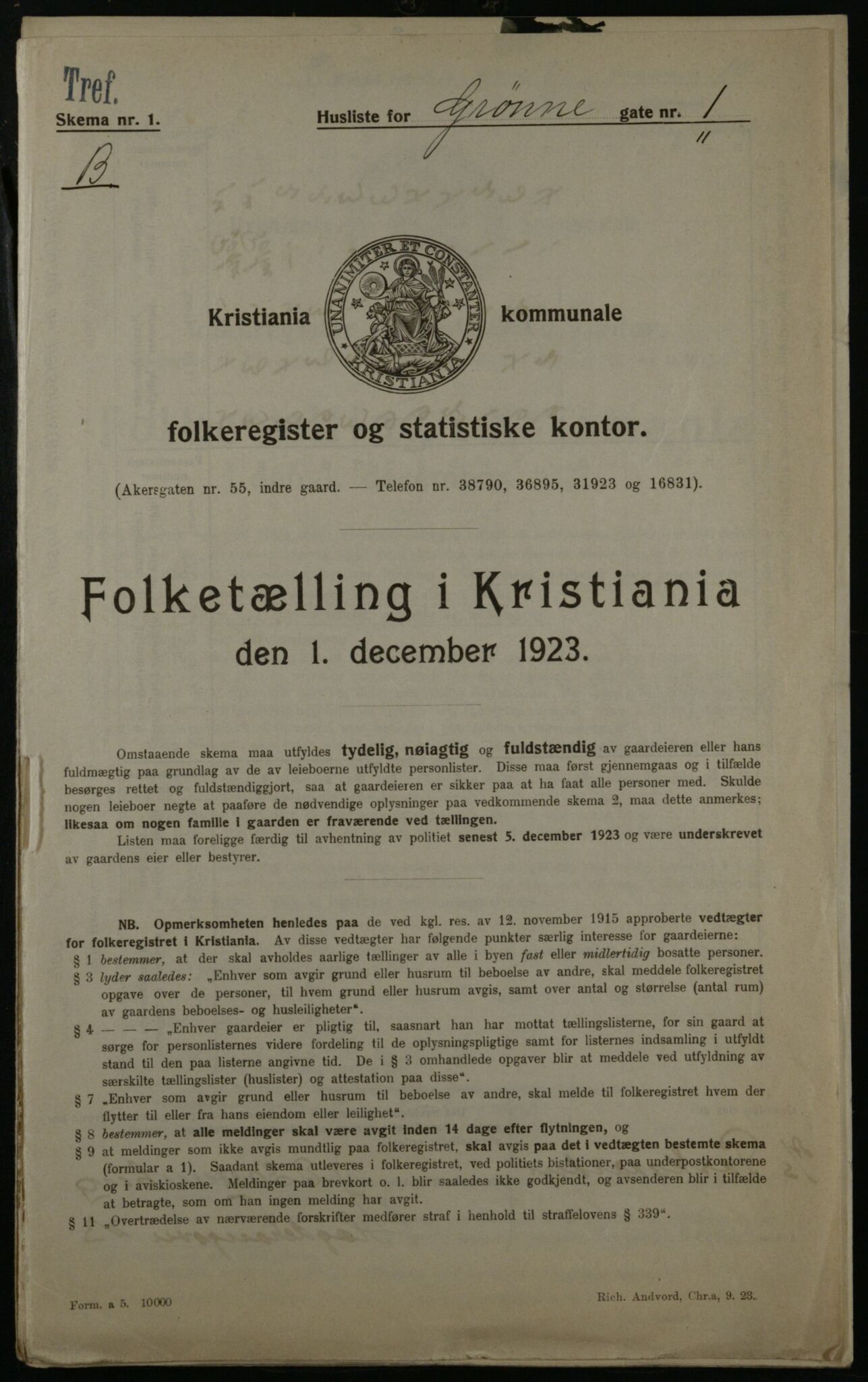 OBA, Kommunal folketelling 1.12.1923 for Kristiania, 1923, s. 36095