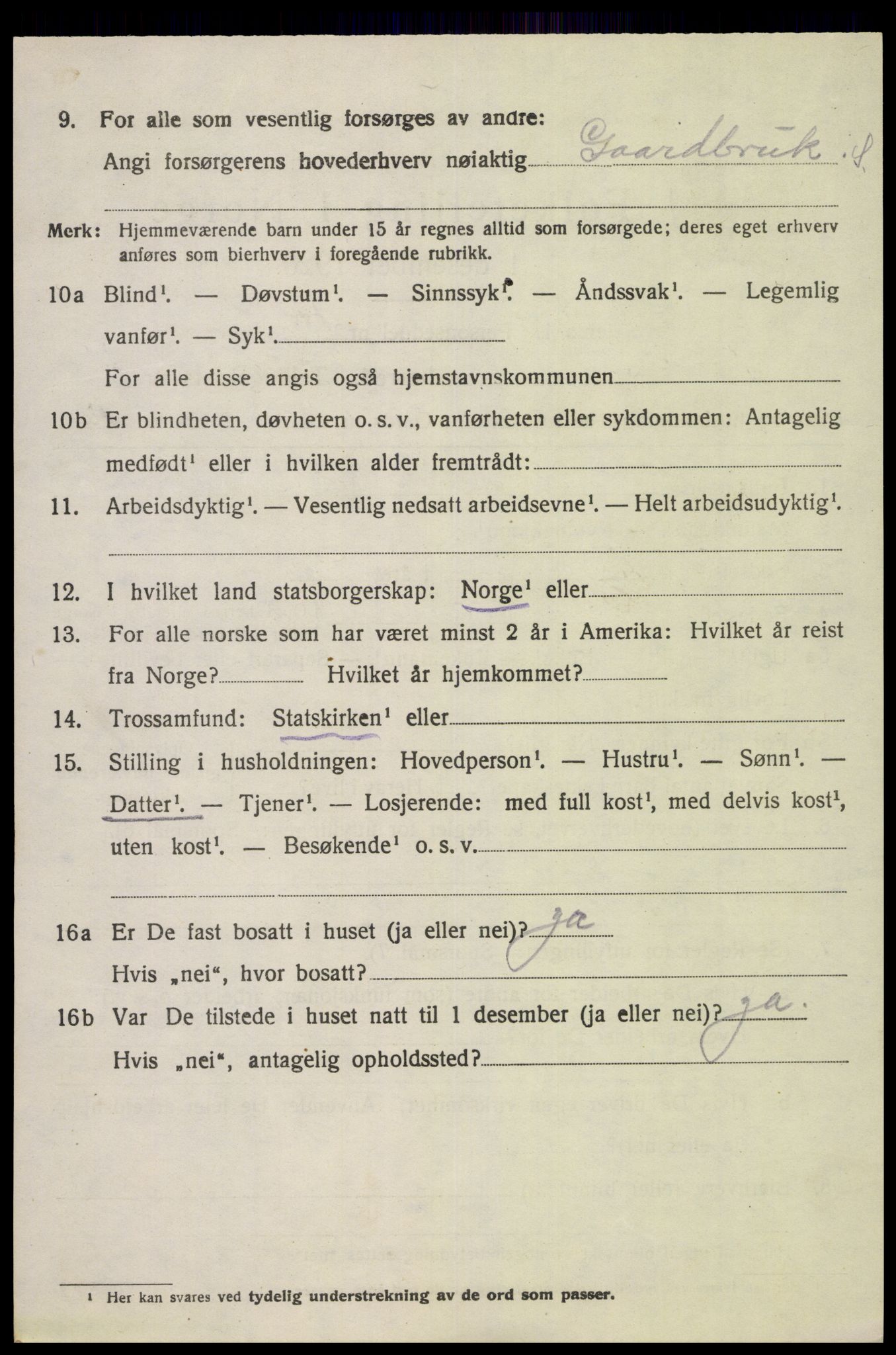 SAK, Folketelling 1920 for 1036 Fjotland herred, 1920, s. 1207