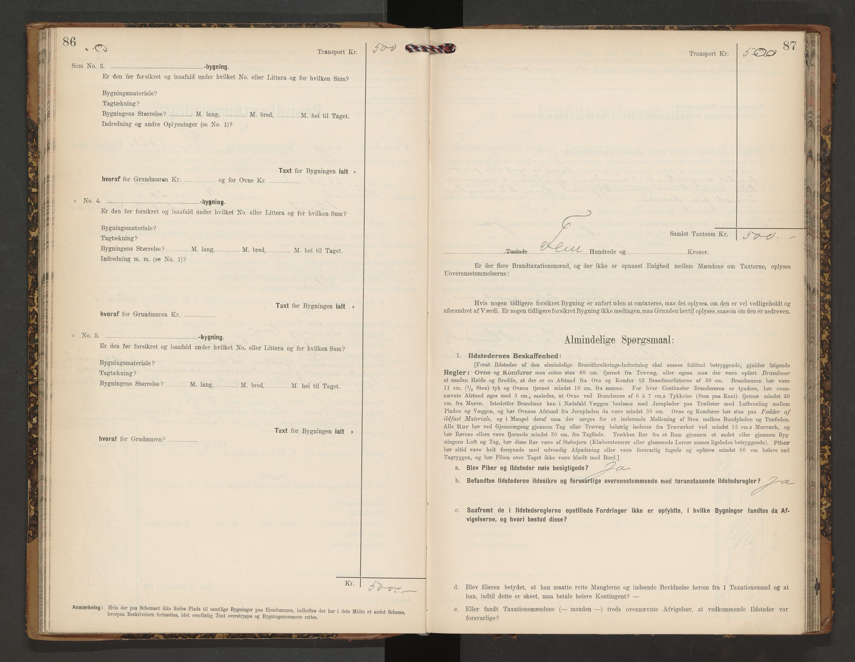 Norges Brannkasse Vågøy og Sund, AV/SAT-A-5504/Fb/L0002: Branntakstprotokoll, 1904-1913, s. 86-87