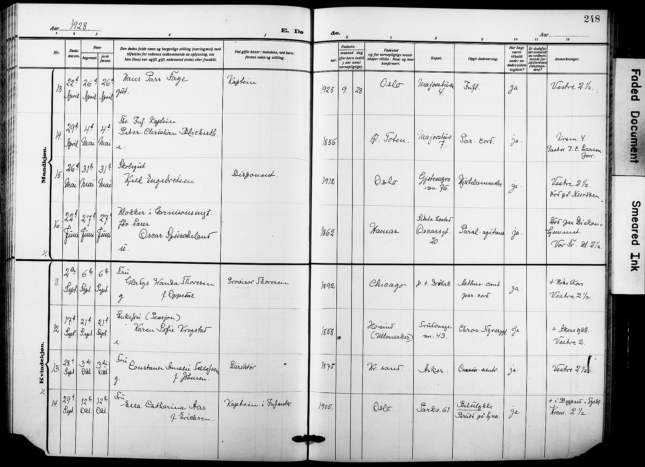 Garnisonsmenigheten Kirkebøker, AV/SAO-A-10846/F/Fa/L0016: Ministerialbok nr. 16, 1922-1930, s. 248