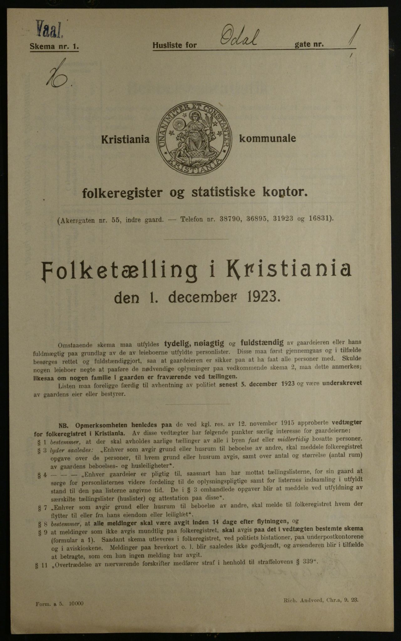 OBA, Kommunal folketelling 1.12.1923 for Kristiania, 1923, s. 81650